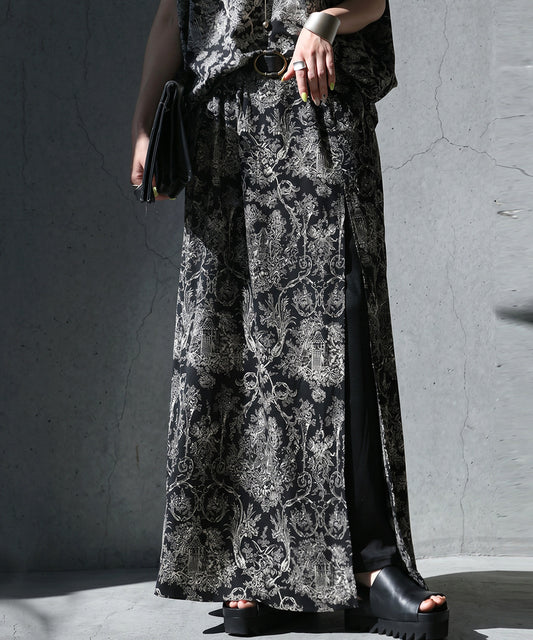 Toile De Jouy Print Long Skirt Ladies