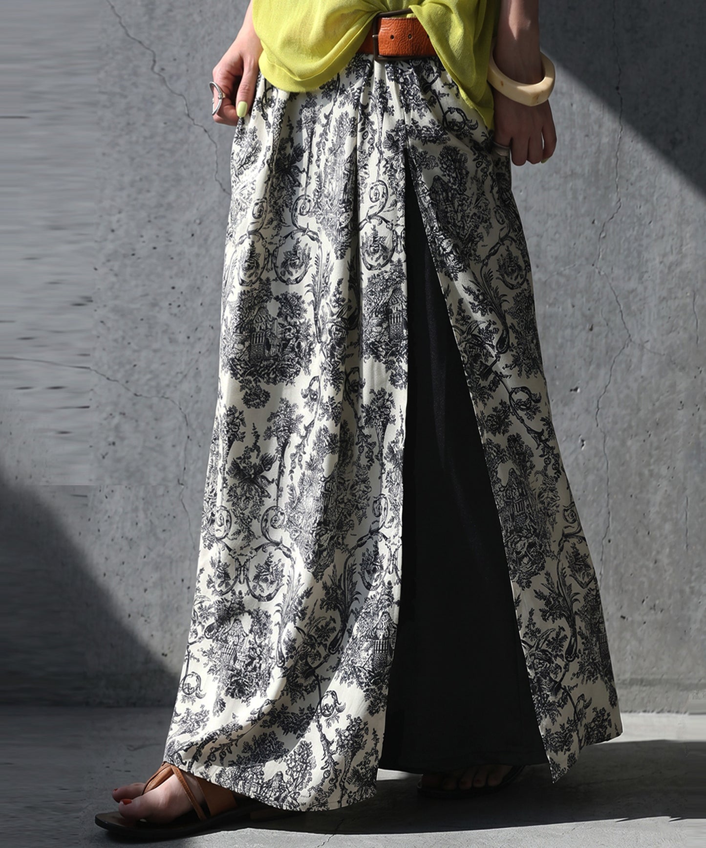 Toile De Jouy Print Long Skirt Ladies
