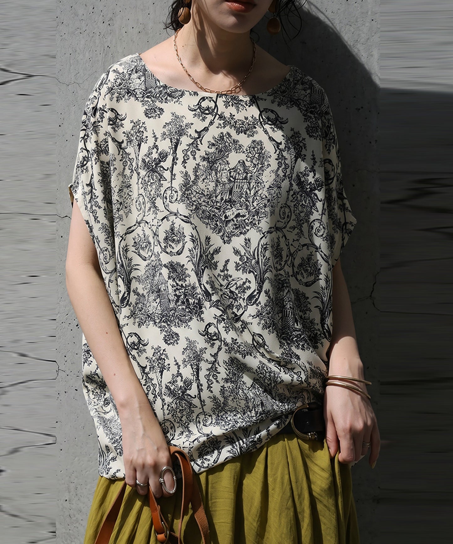 Toile De Jouy Print Blouse Ladies