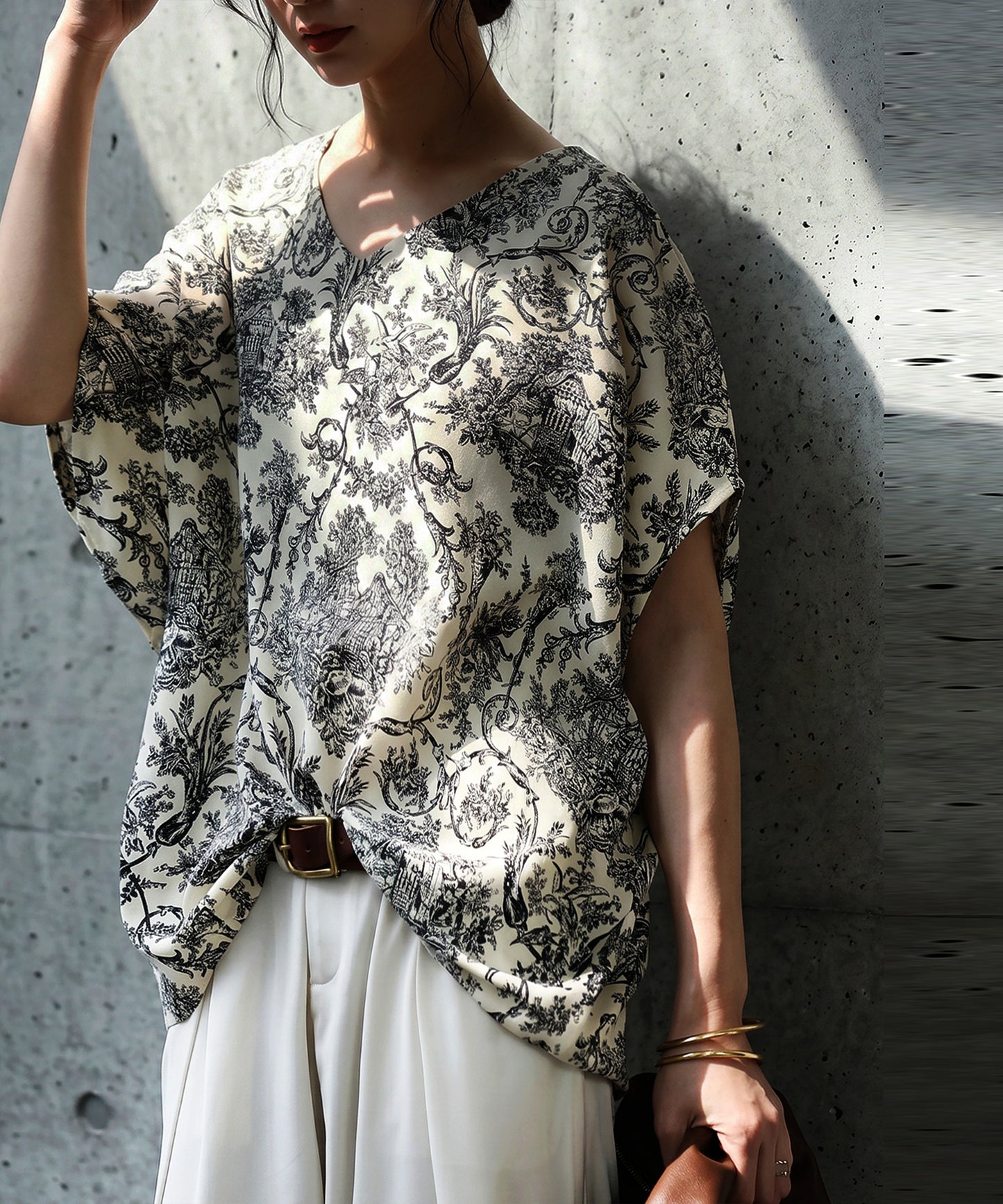 Toile De Jouy Print Blouse Ladies