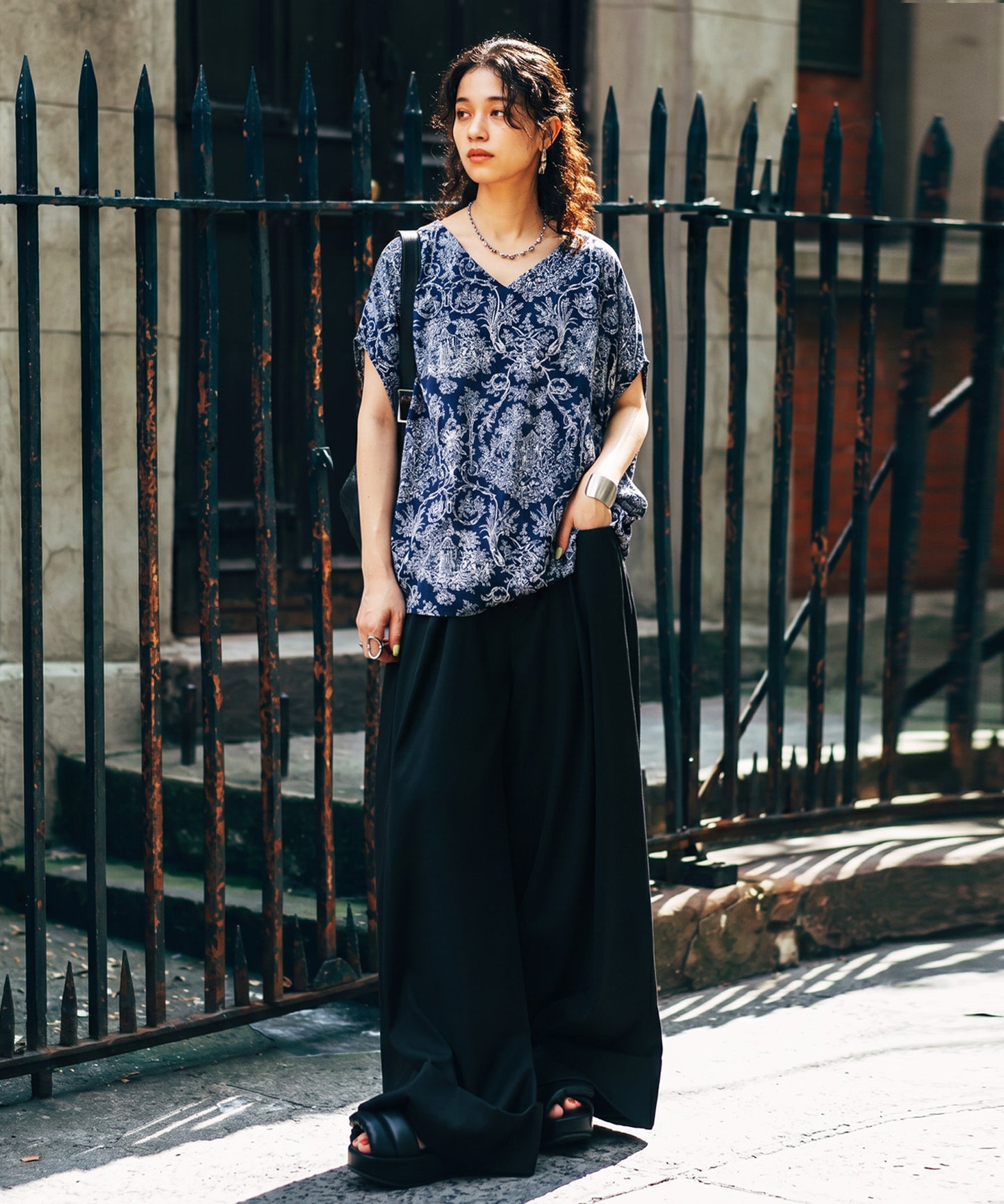 Toile De Jouy Print Blouse Ladies