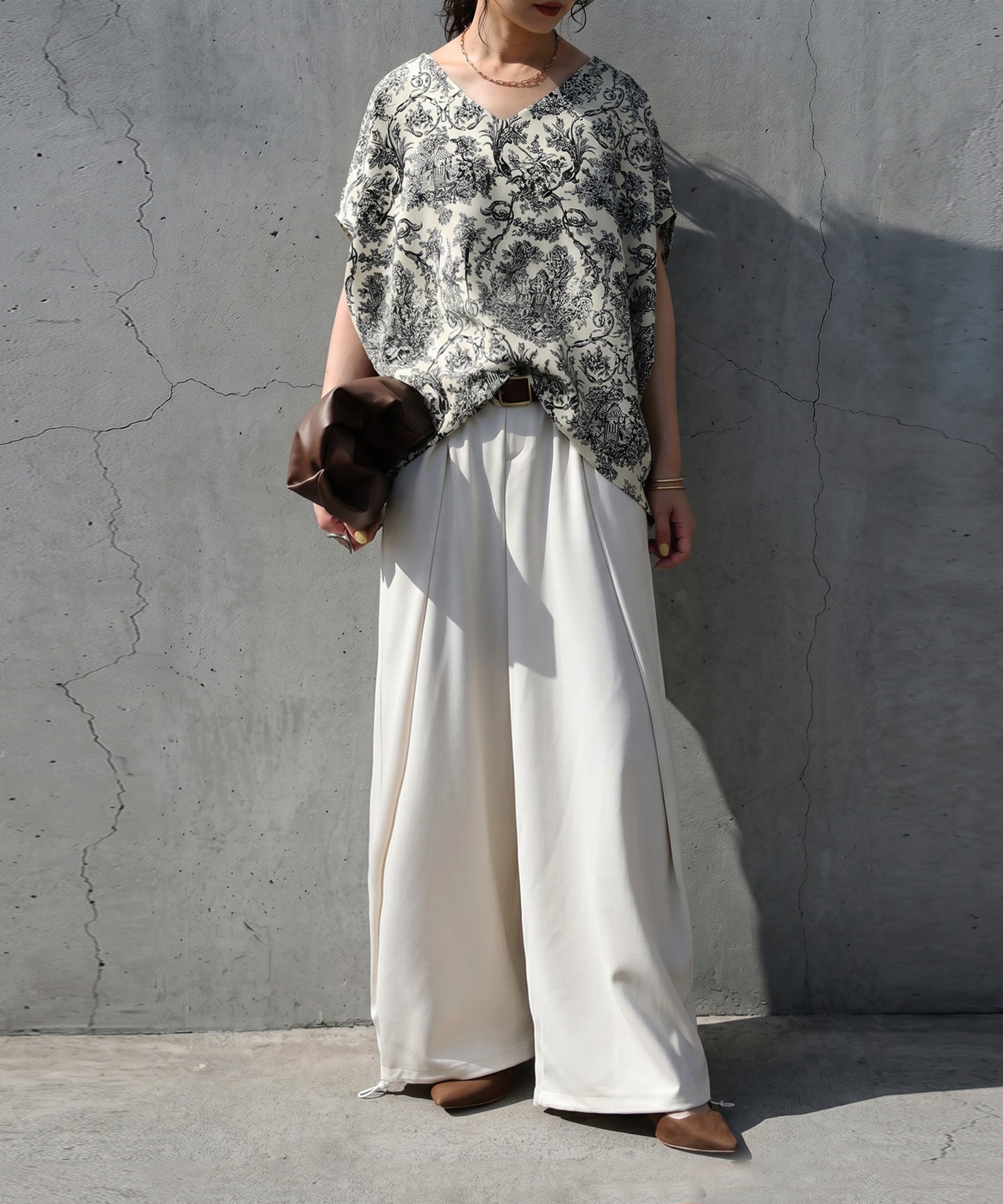 Toile De Jouy Print Blouse Ladies