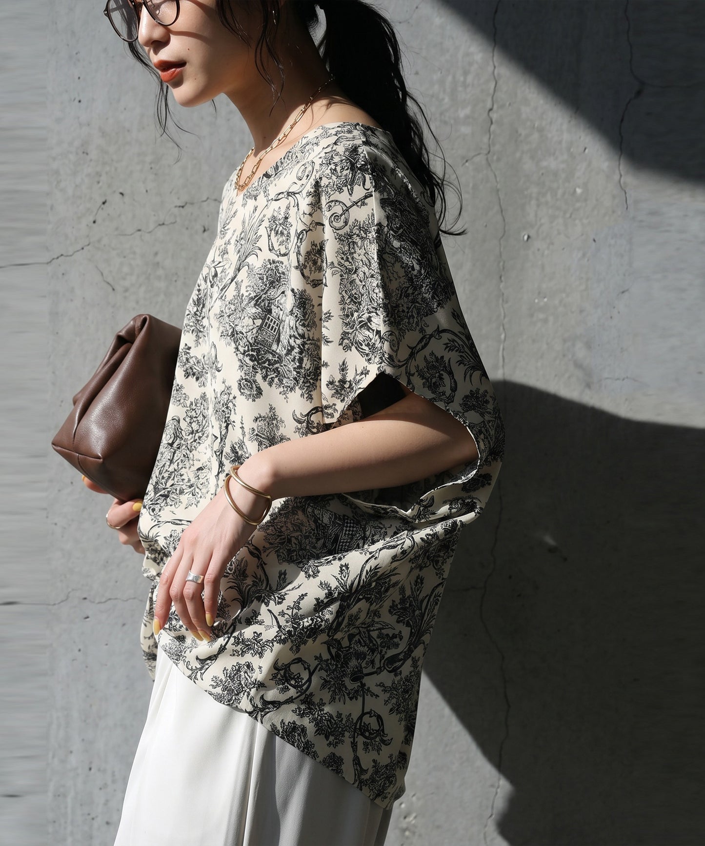 Toile De Jouy Print Blouse Ladies