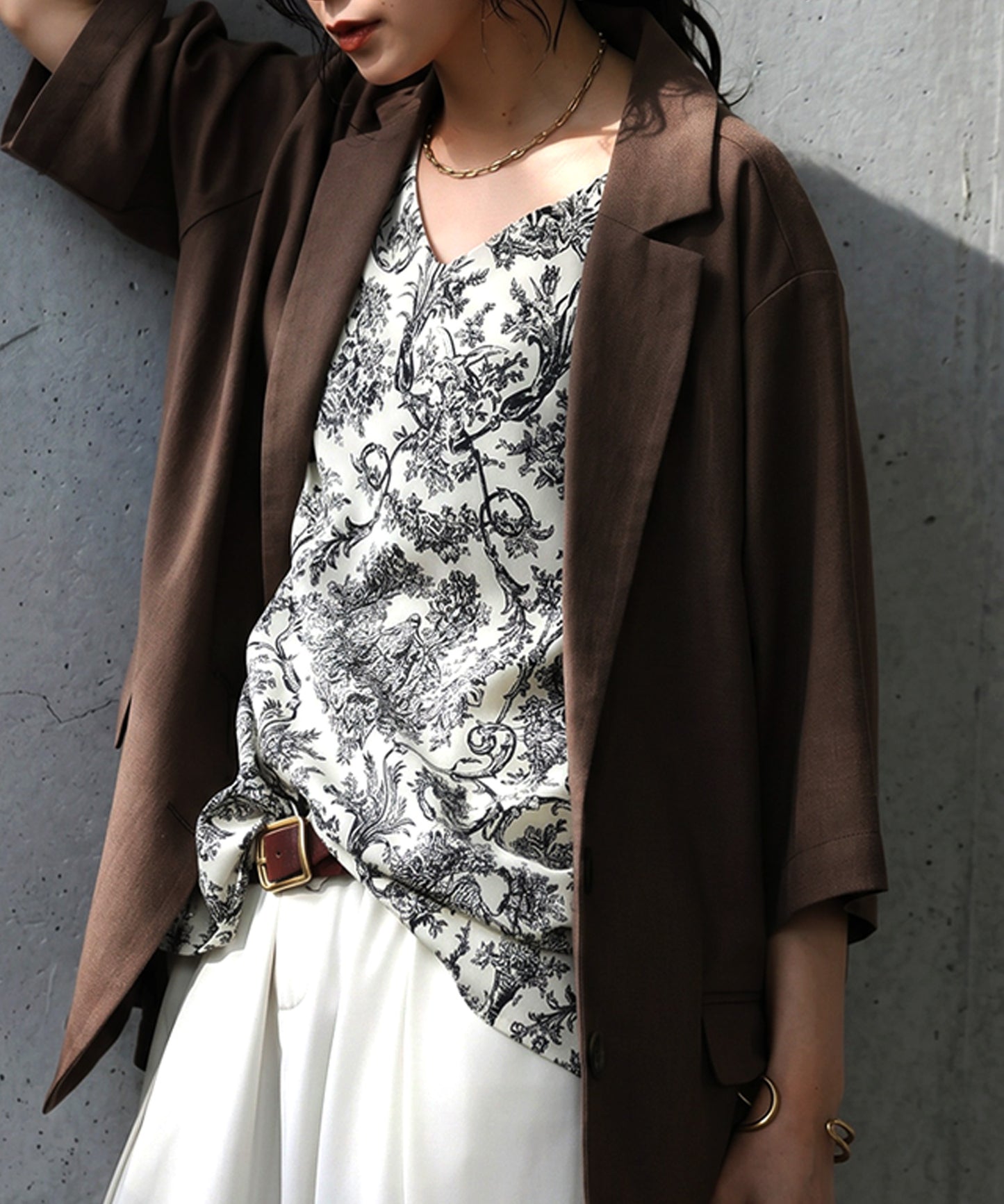 Toile De Jouy Print Blouse Ladies