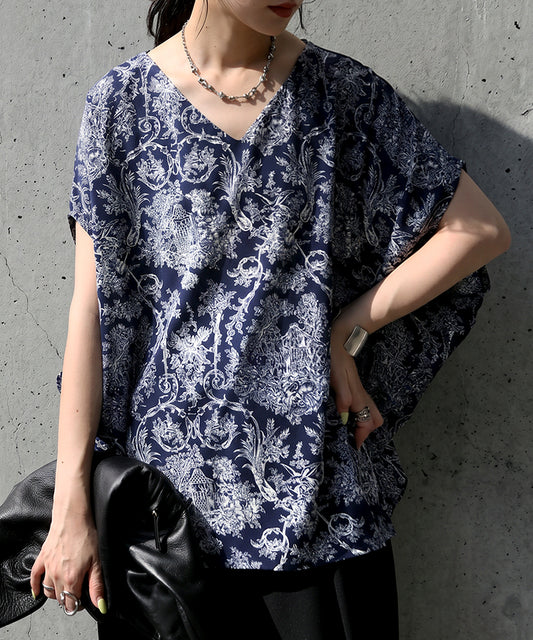 Toile De Jouy Print Blouse Ladies