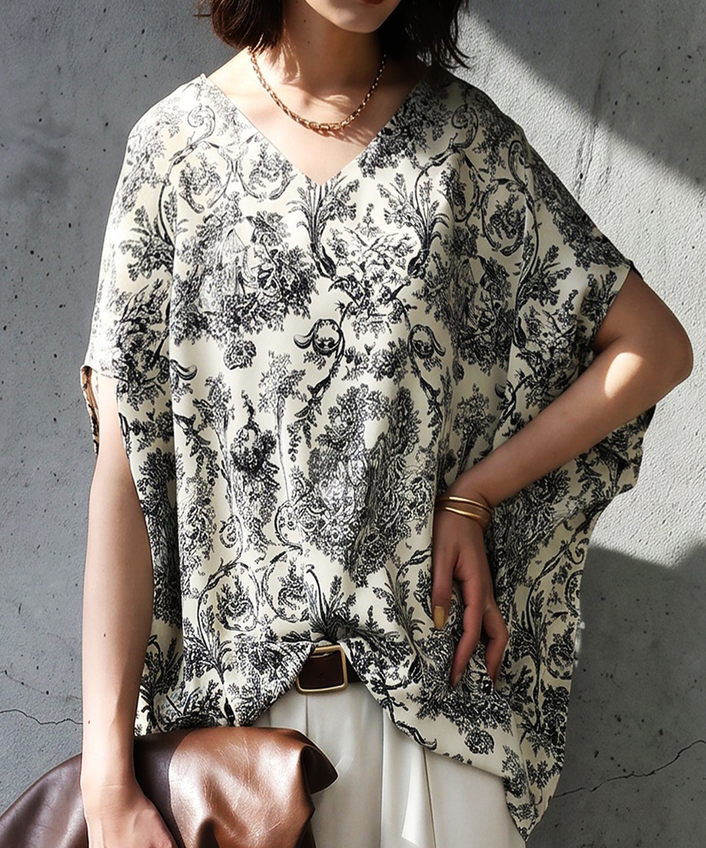 Toile De Jouy Print Blouse Ladies