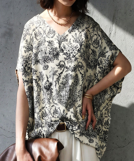 Toile De Jouy Print Blouse Ladies