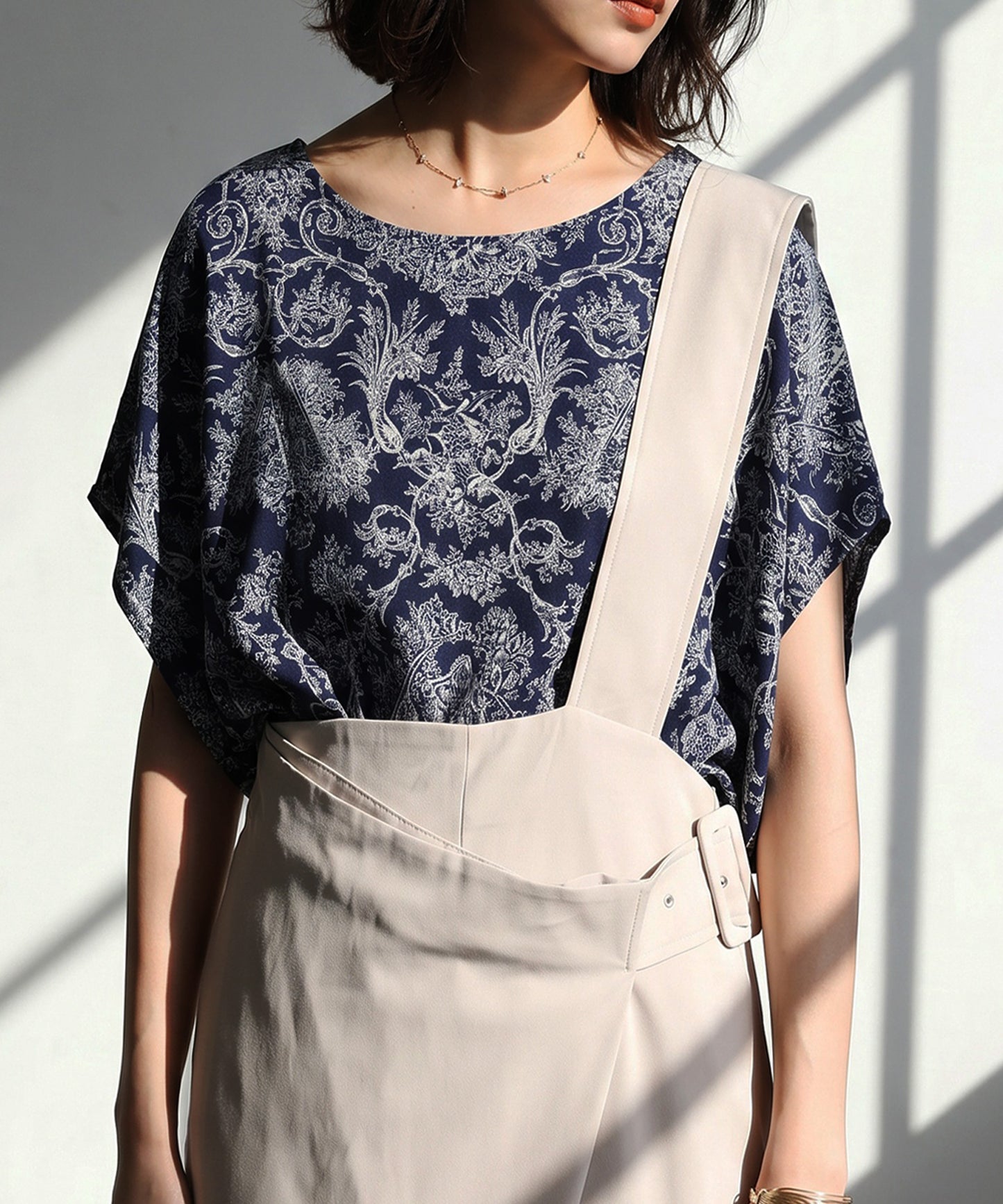 Toile De Jouy Print Blouse Ladies