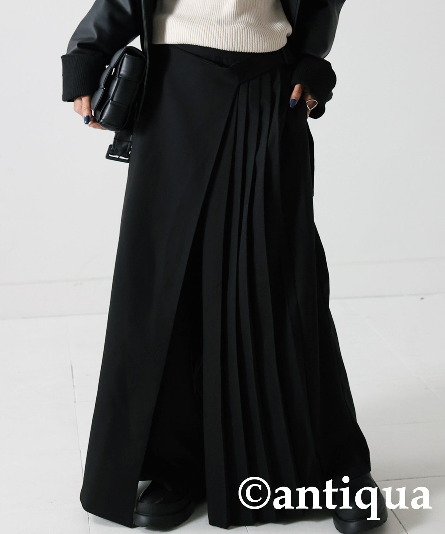 Ladies Half-Pleated Wrap Skirt Pants