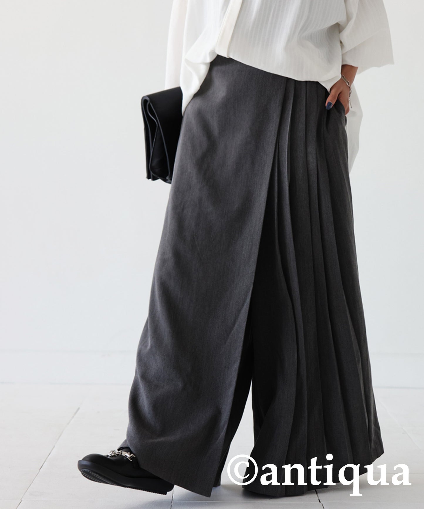 Ladies Half-Pleated Wrap Skirt Pants