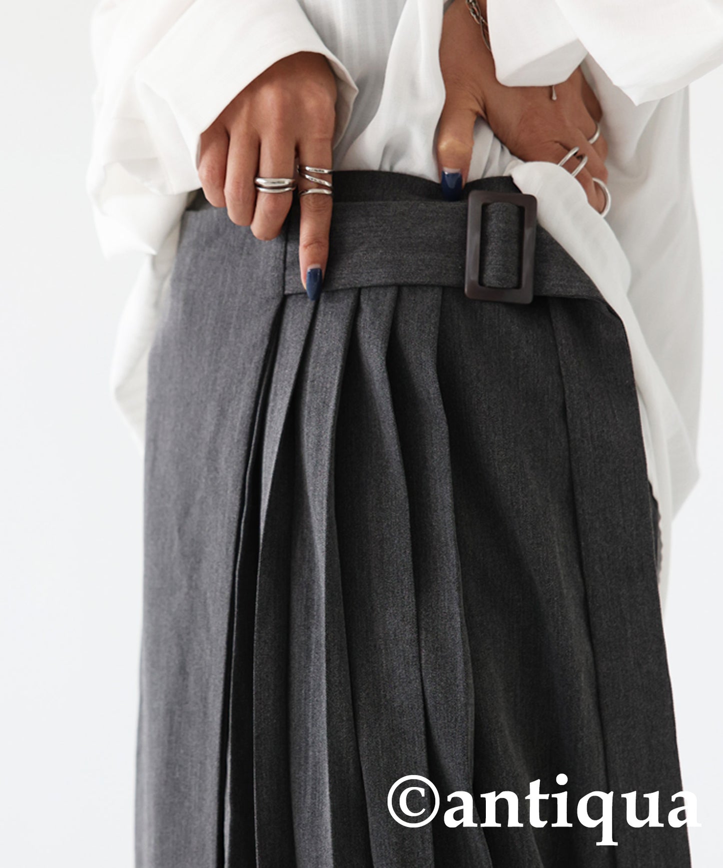 Ladies Half-Pleated Wrap Skirt Pants