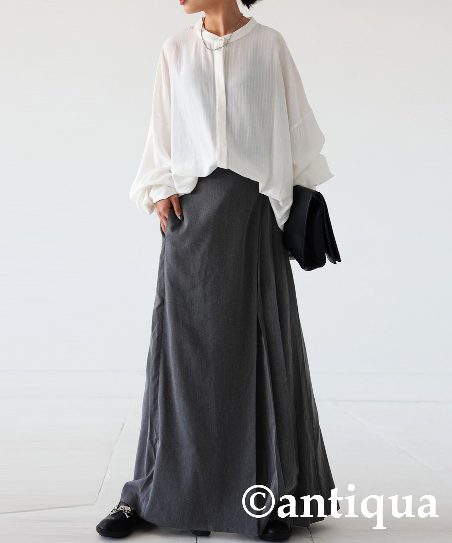 Ladies Half-Pleated Wrap Skirt Pants