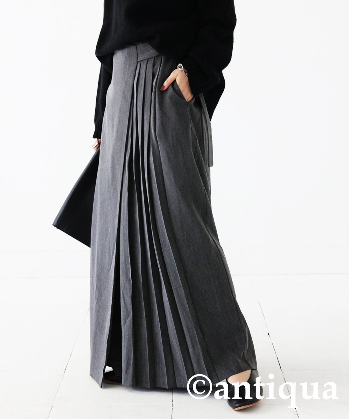 Ladies Half-Pleated Wrap Skirt Pants