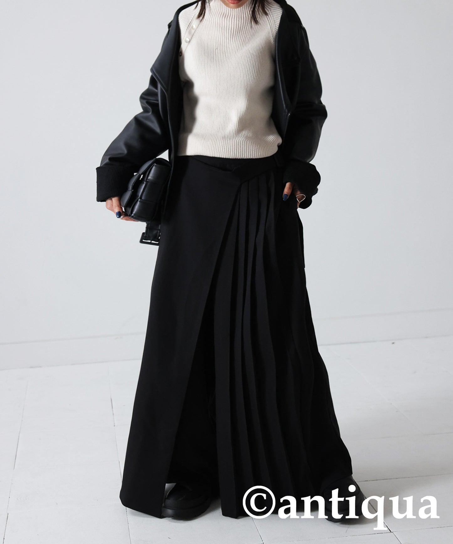 Ladies Half-Pleated Wrap Skirt Pants