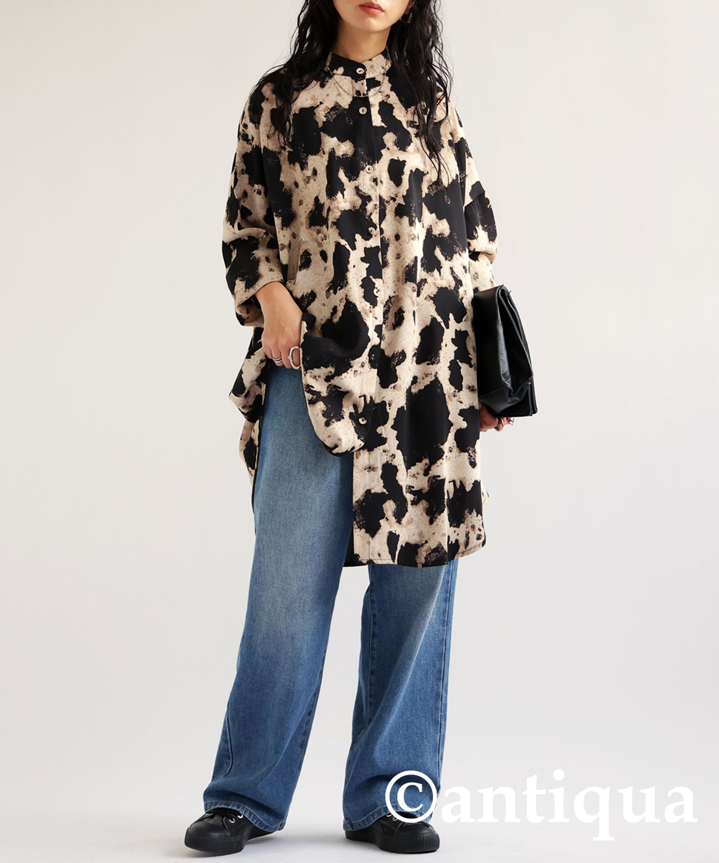 Watercolor Pattern Wide Shirt Ladies