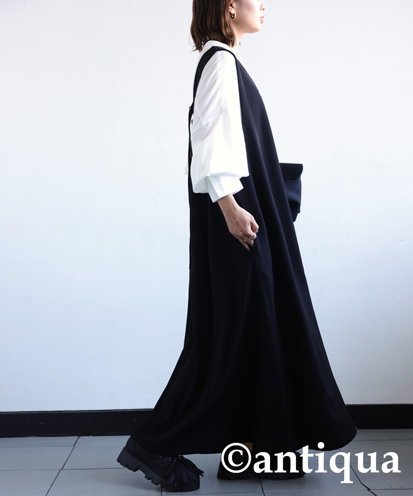 Back belt Ladies Casual Long dress salopette