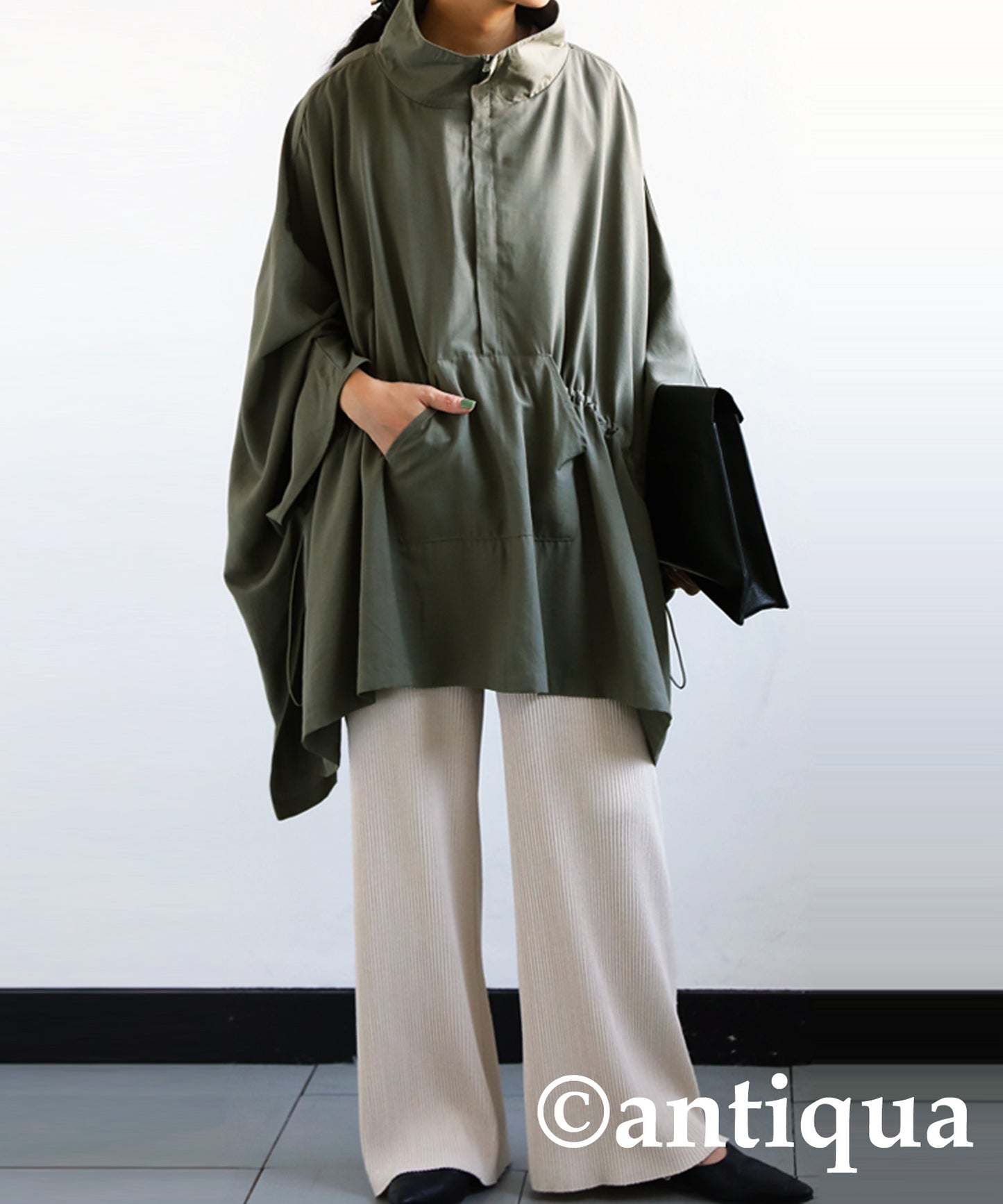 Long-sleeved poncho tops Ladies