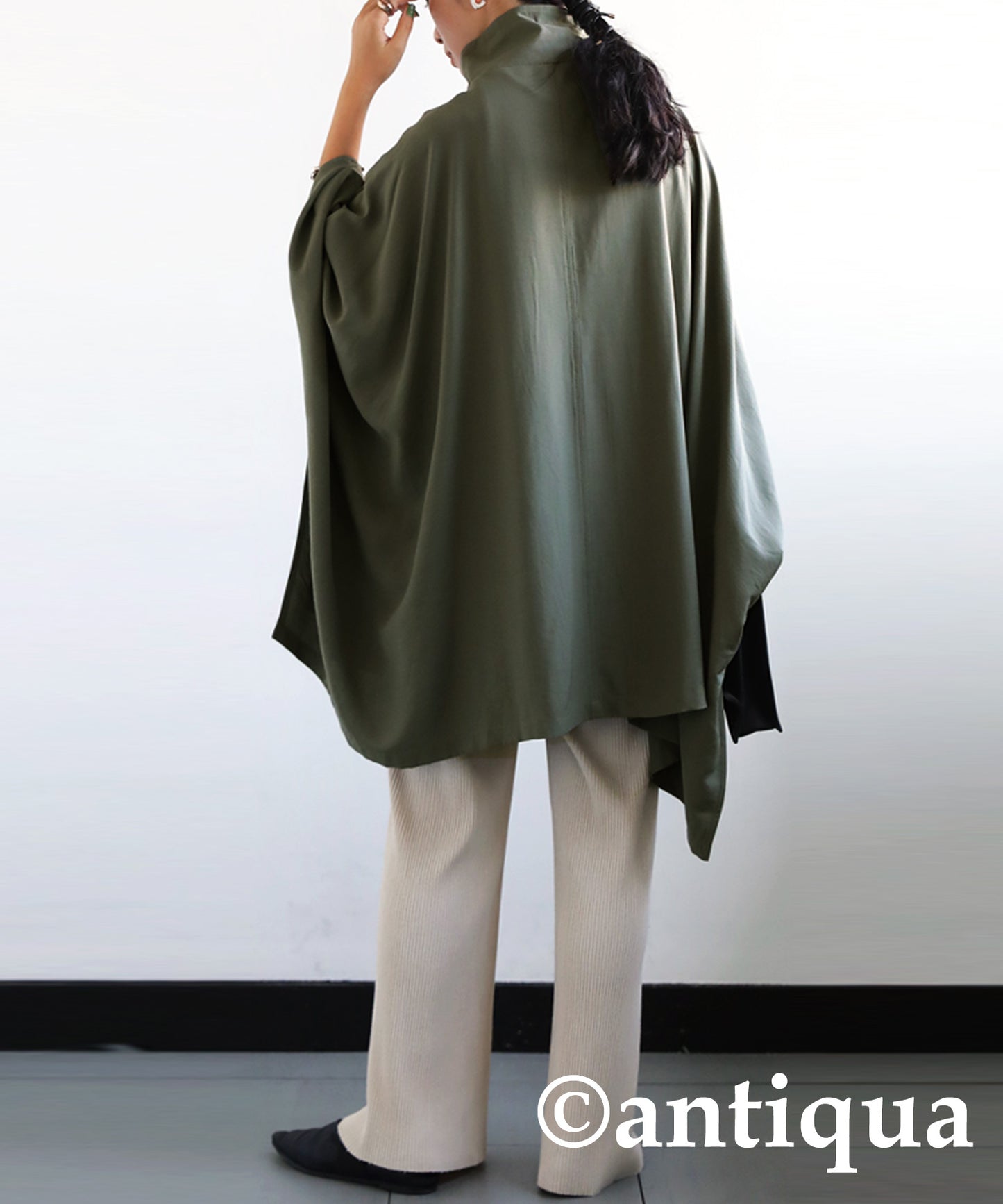 Long-sleeved poncho tops Ladies