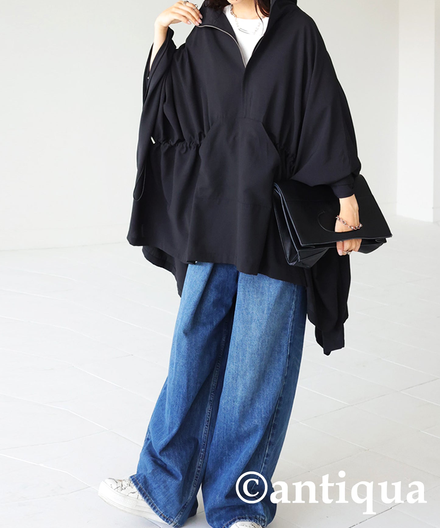 Long-sleeved poncho tops Ladies