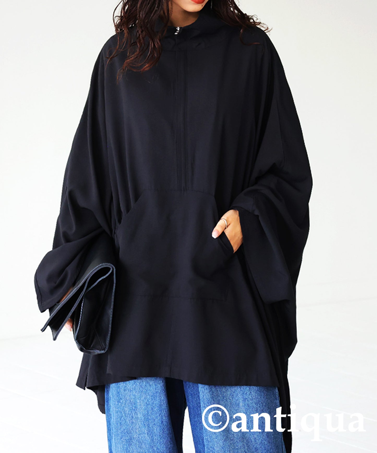 Long-sleeved poncho tops Ladies