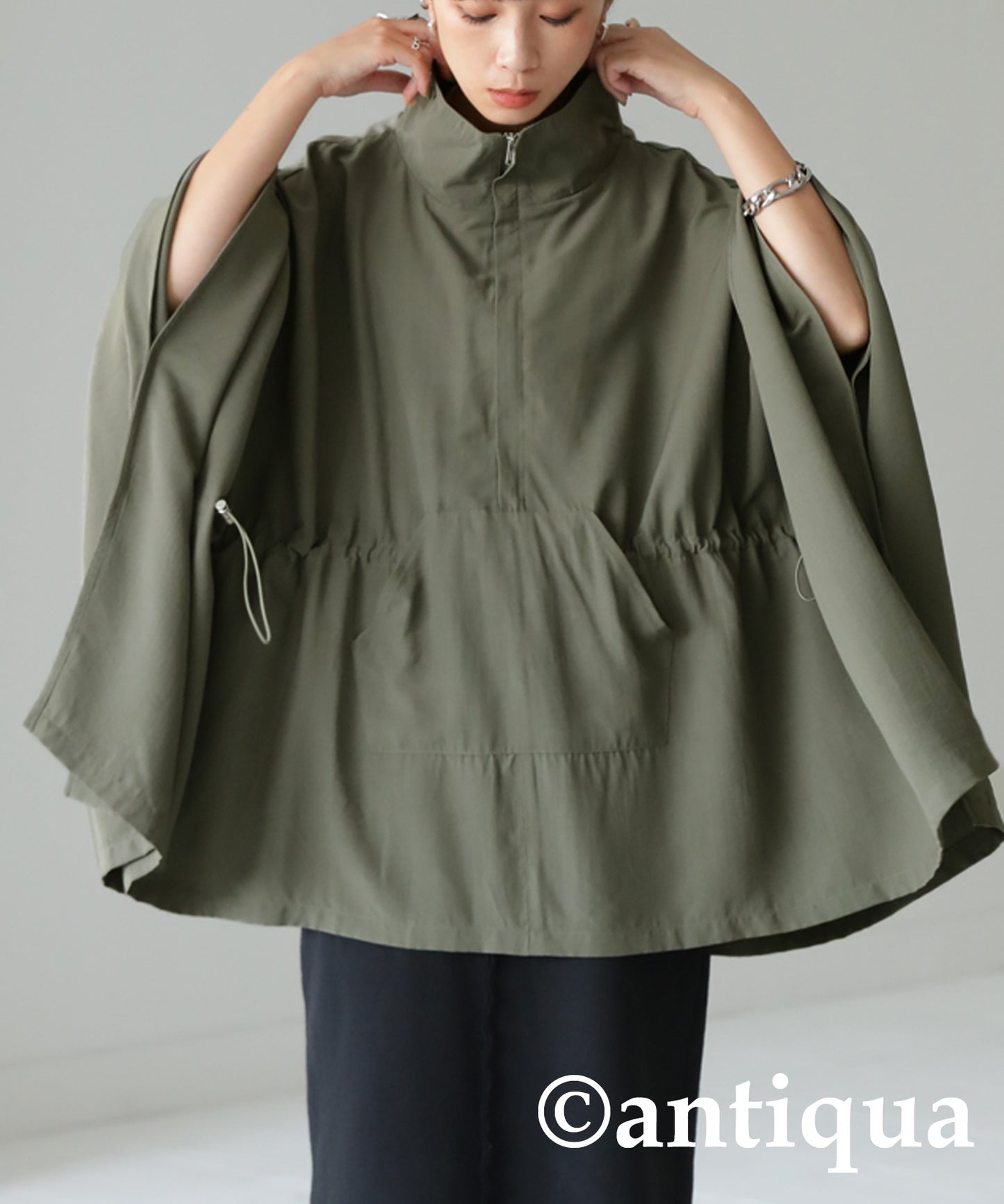 Long-sleeved poncho tops Ladies