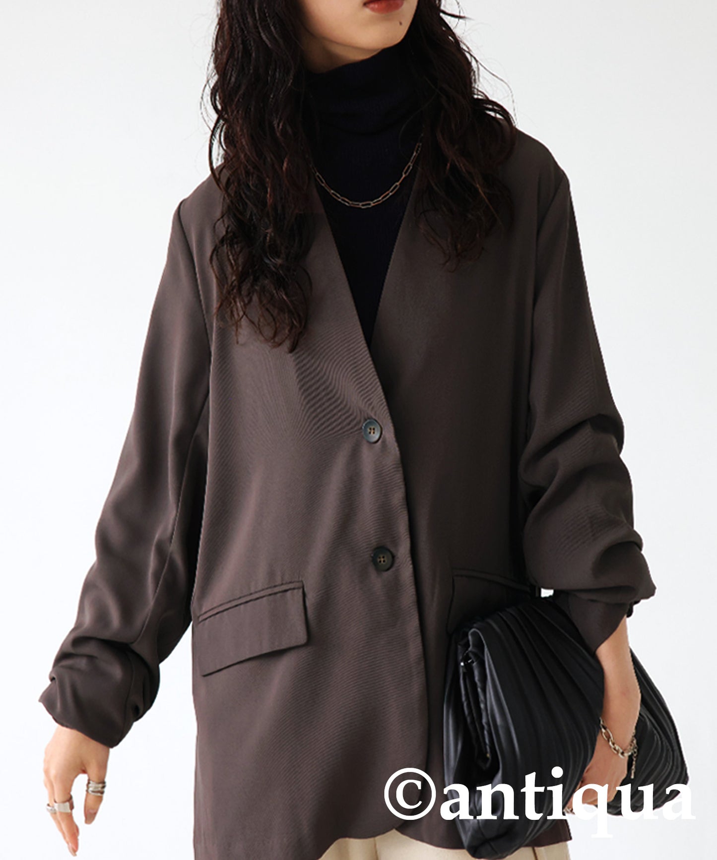 Collarless Ladies jacket long sleeve