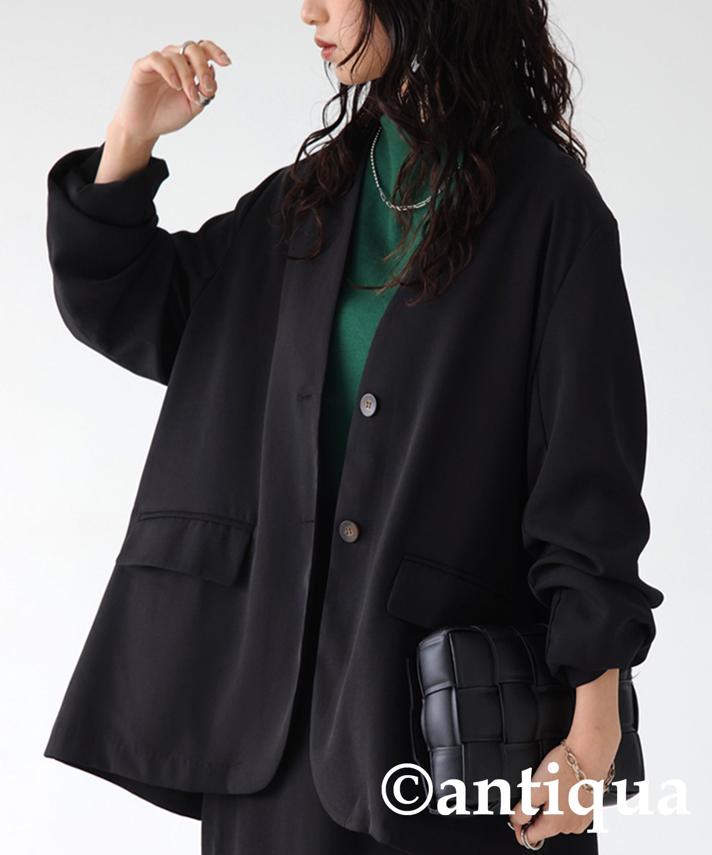 Collarless Ladies jacket long sleeve