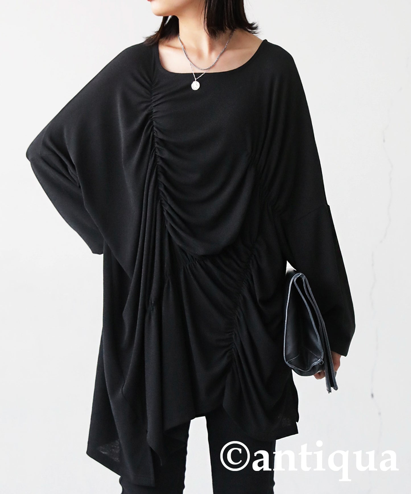 Asymmetric shirring tops Ladies