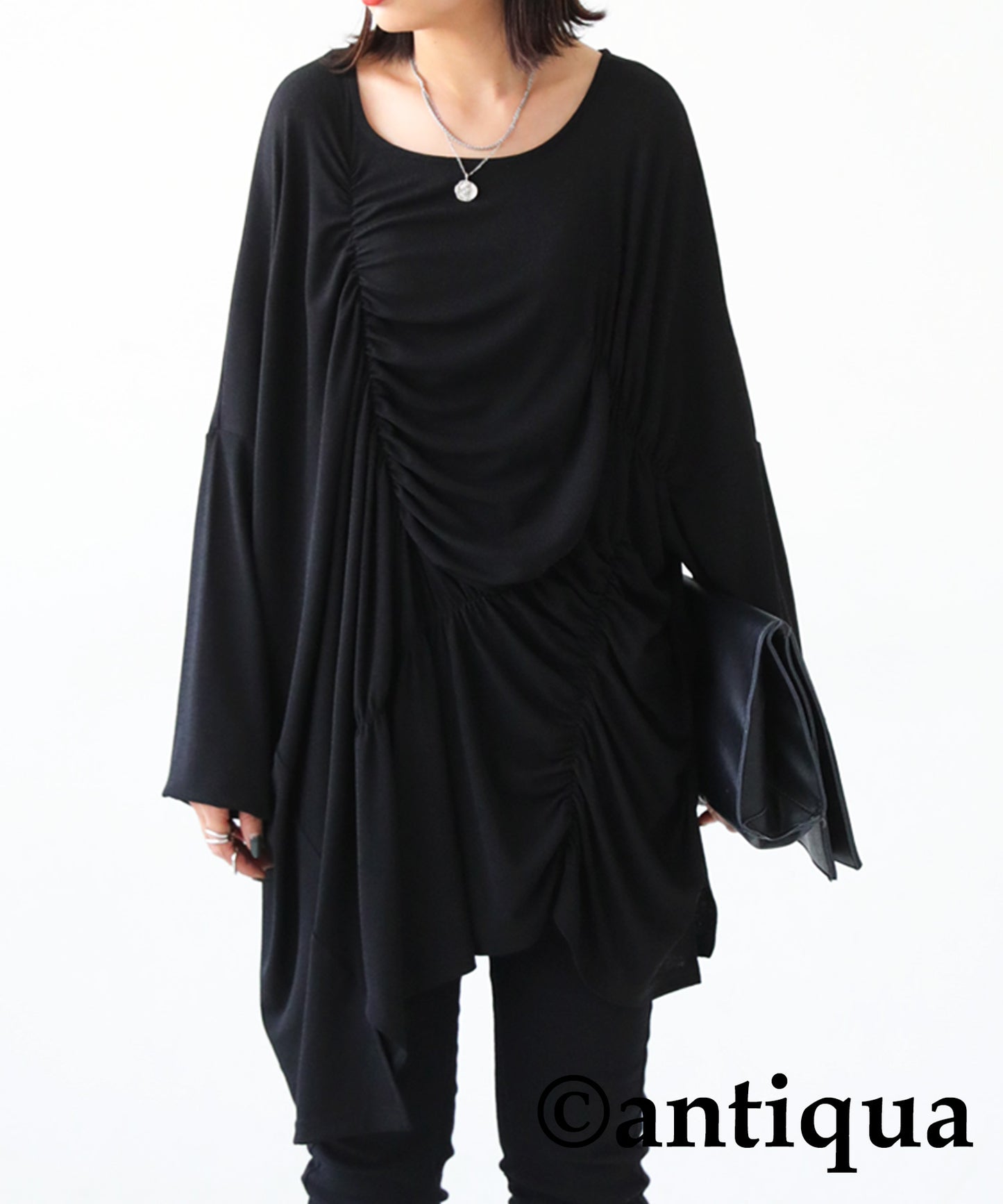 Asymmetric shirring tops Ladies