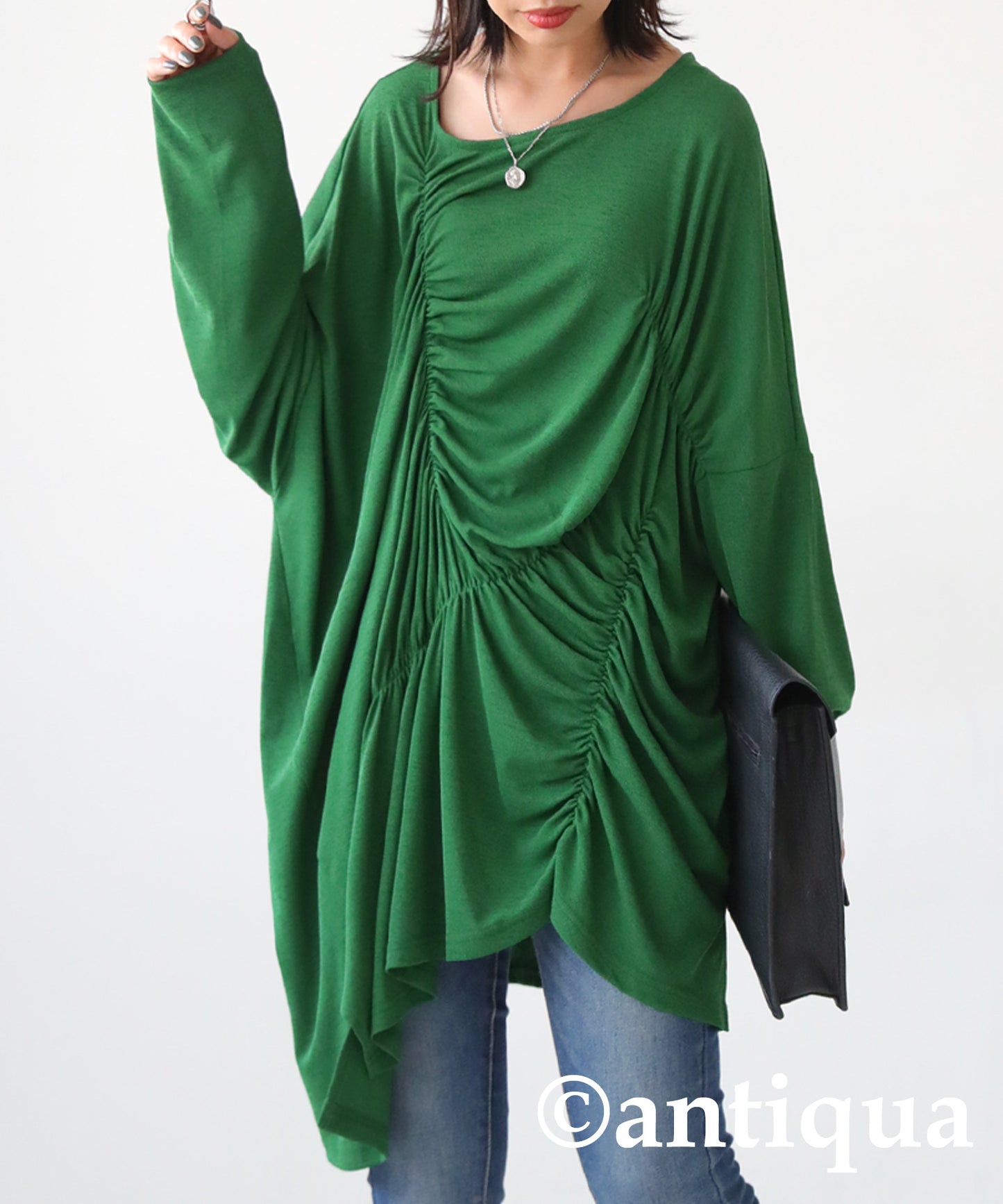 Asymmetric shirring tops Ladies