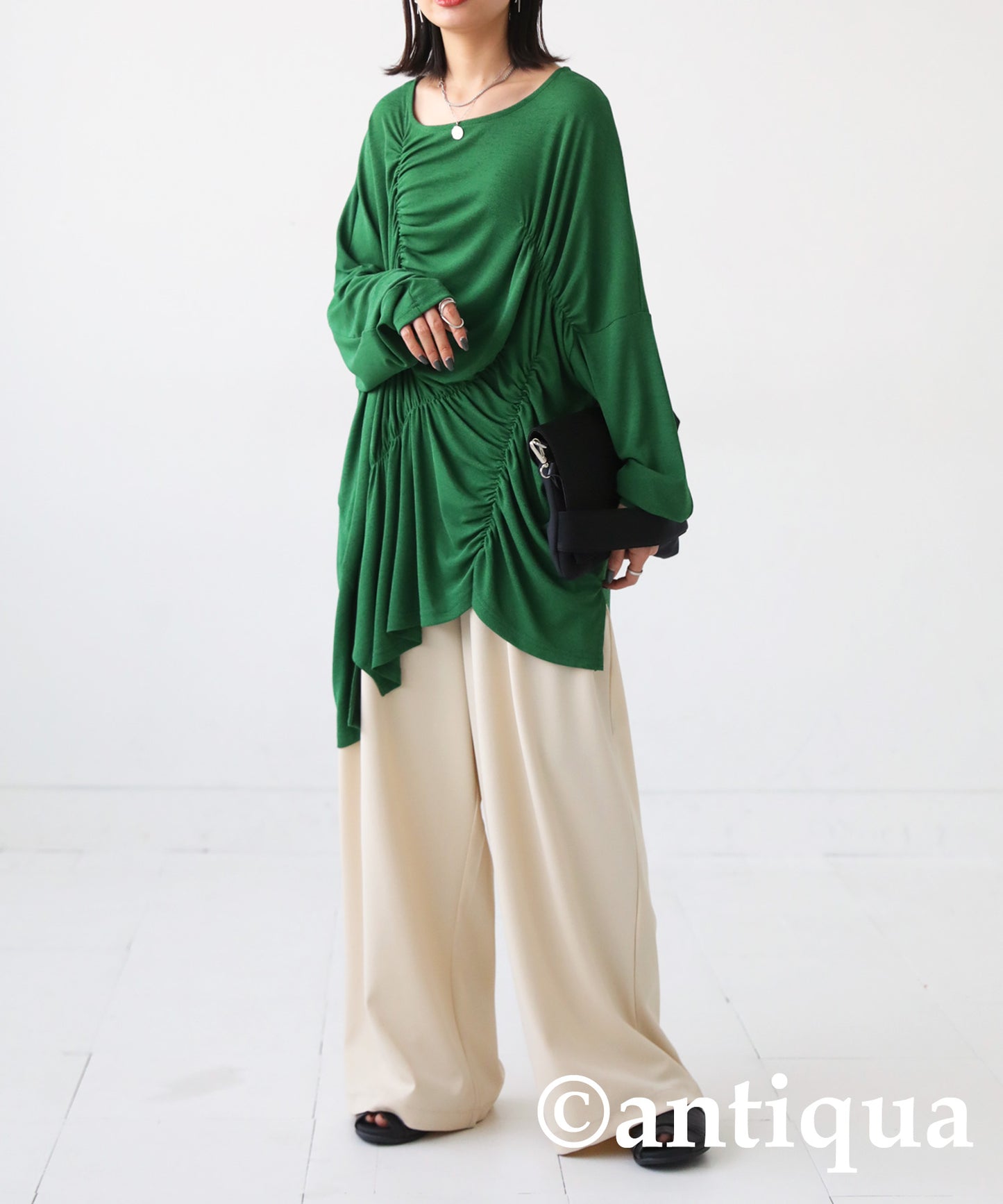 Asymmetric shirring tops Ladies