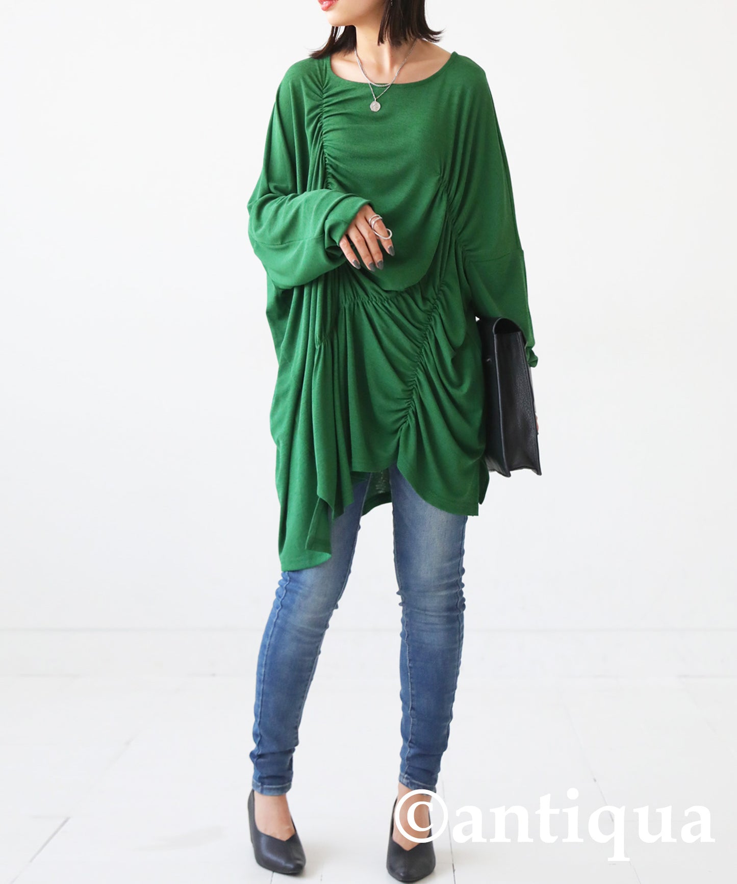 Asymmetric shirring tops Ladies