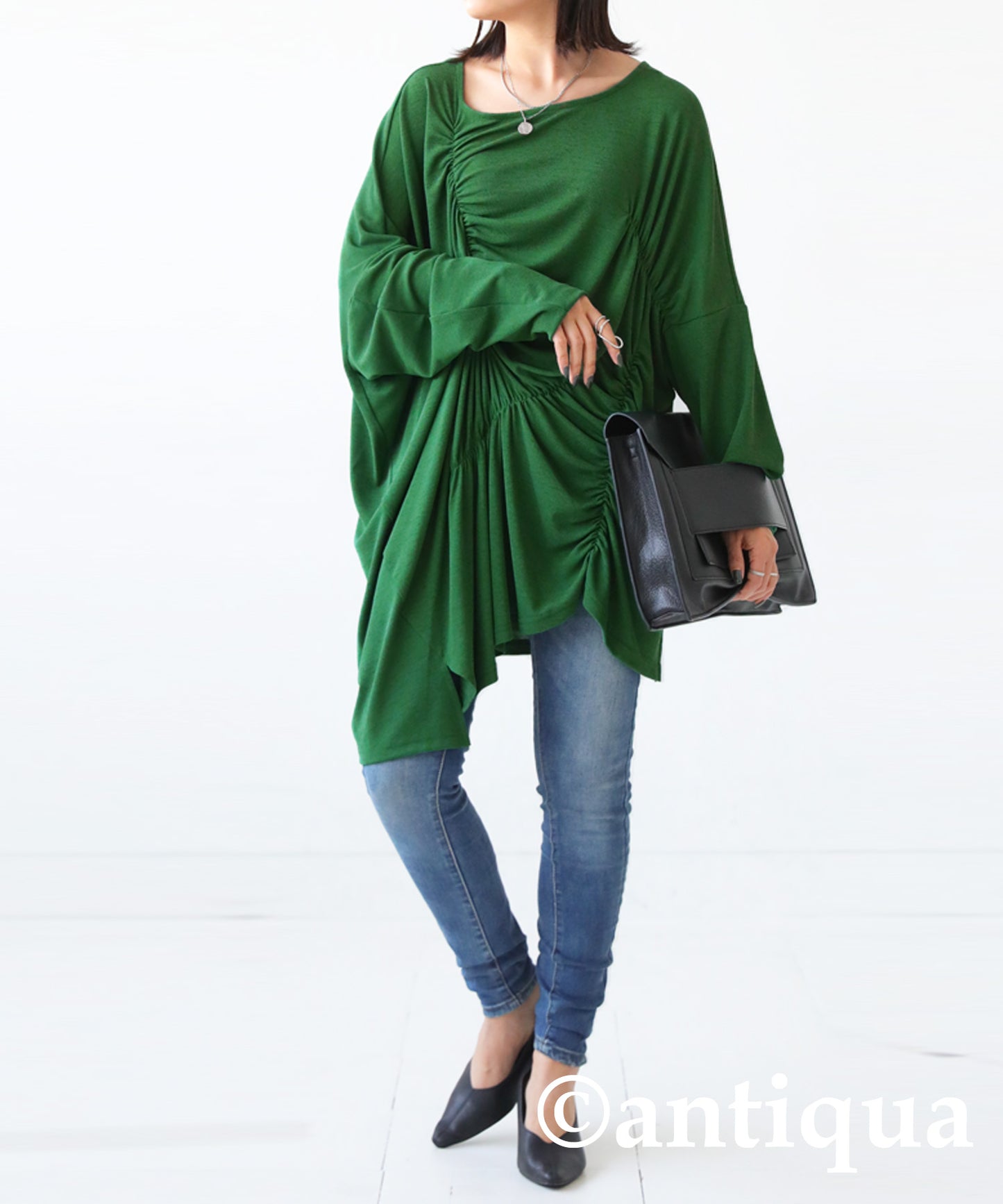 Asymmetric shirring tops Ladies