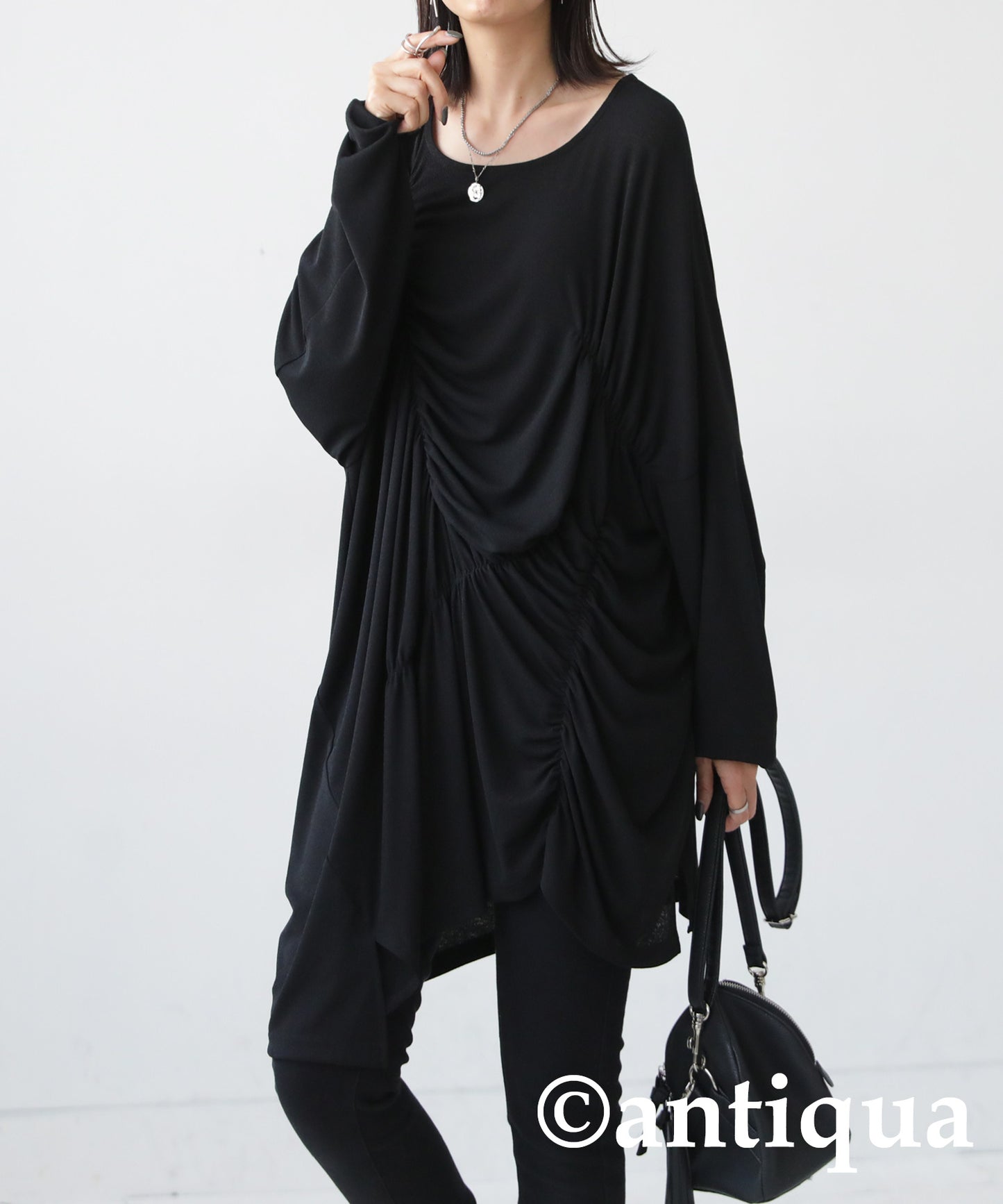 Asymmetric shirring tops Ladies