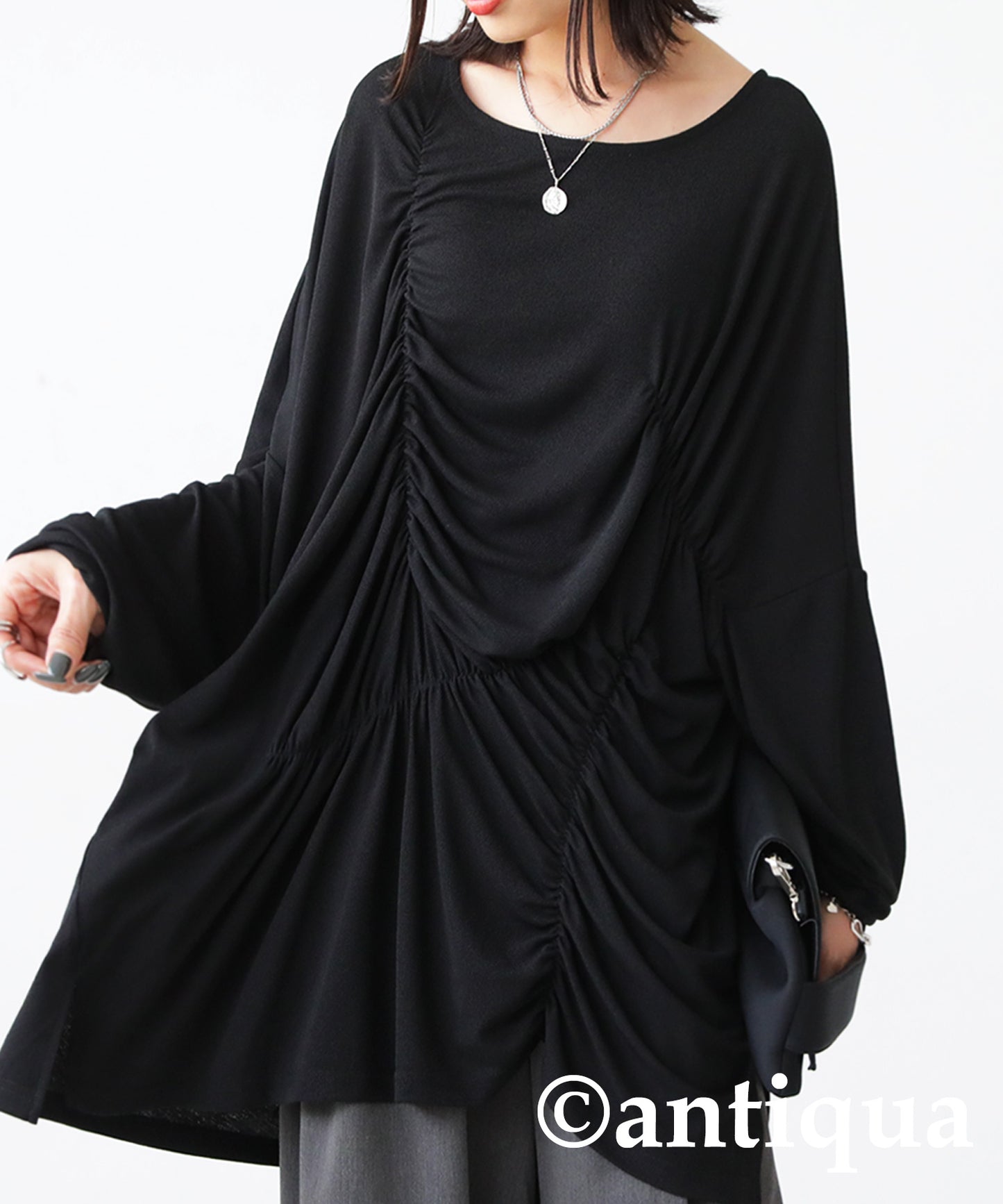 Asymmetric shirring tops Ladies