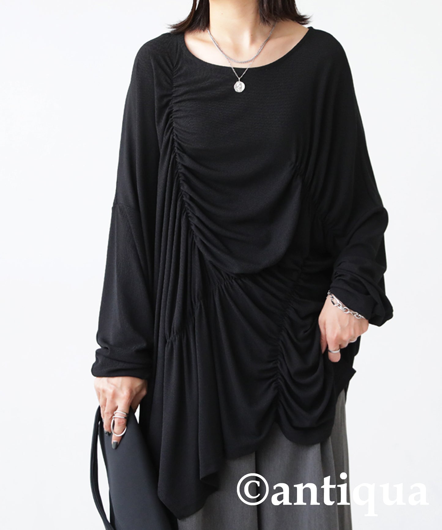 Asymmetric shirring tops Ladies