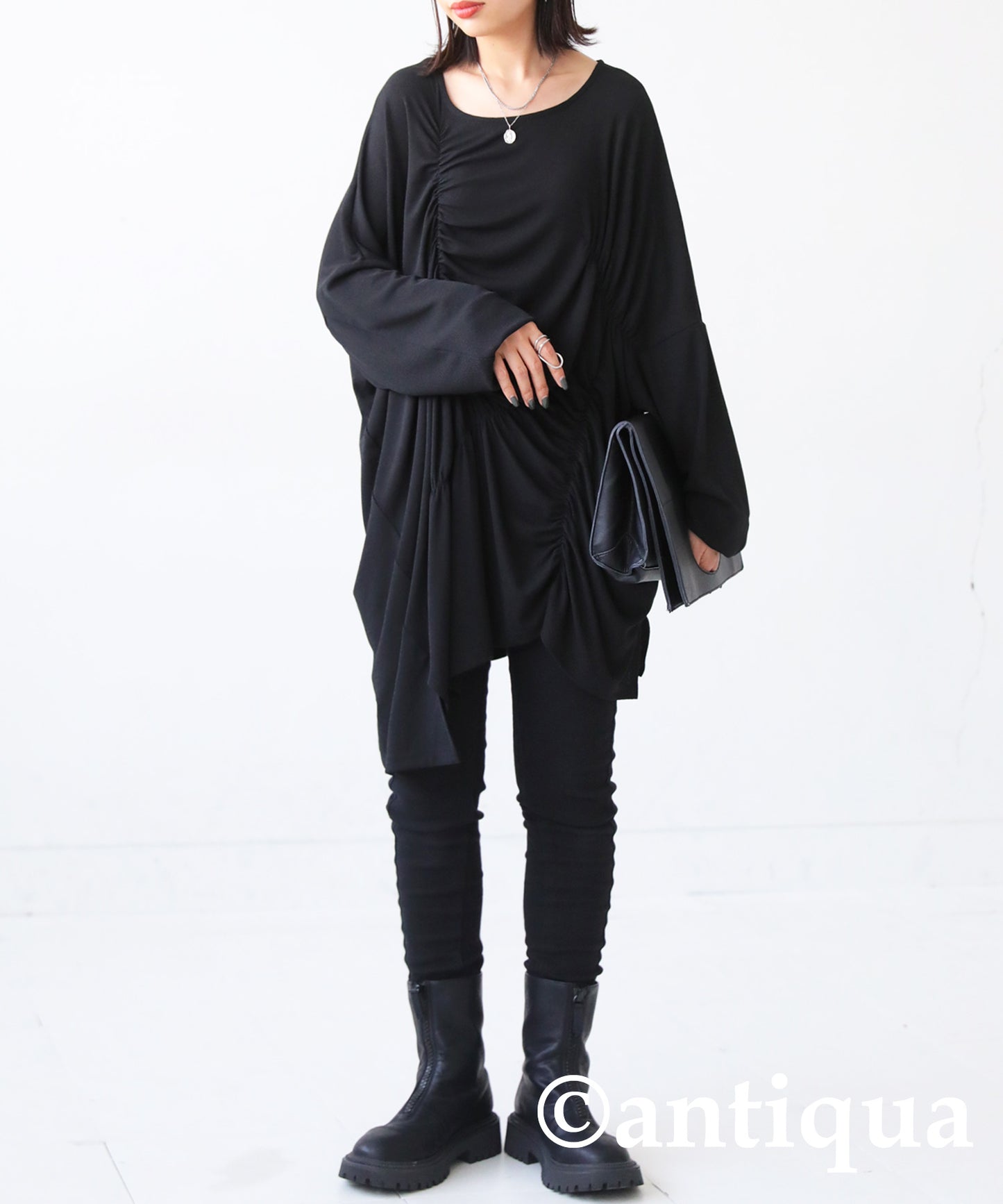 Asymmetric shirring tops Ladies