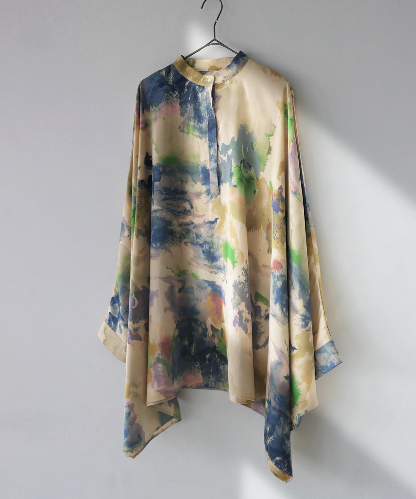 Ladies Dolman Shirt Tops Long Sleeves Watercolor Pattern