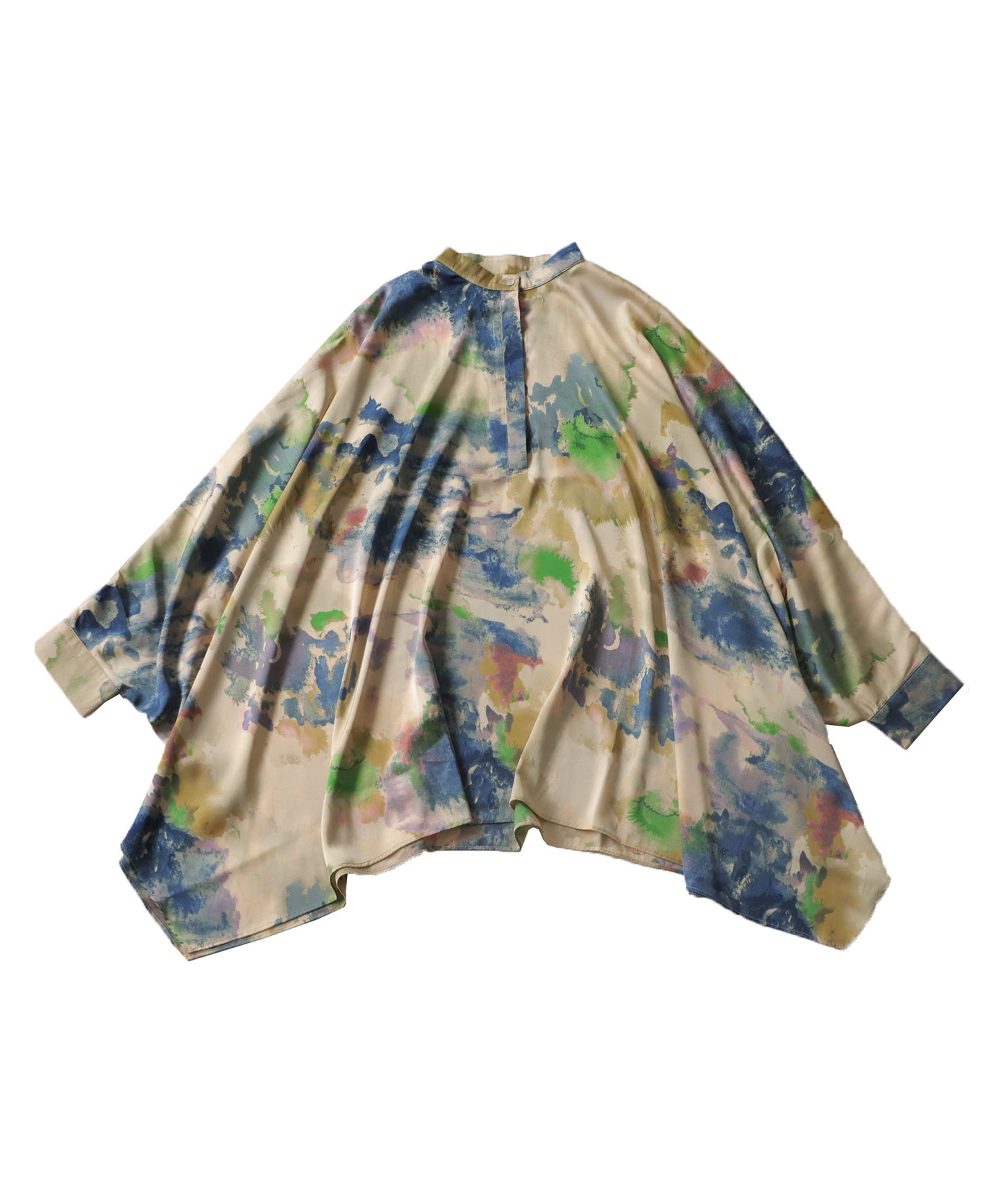 Ladies Dolman Shirt Tops Long Sleeves Watercolor Pattern