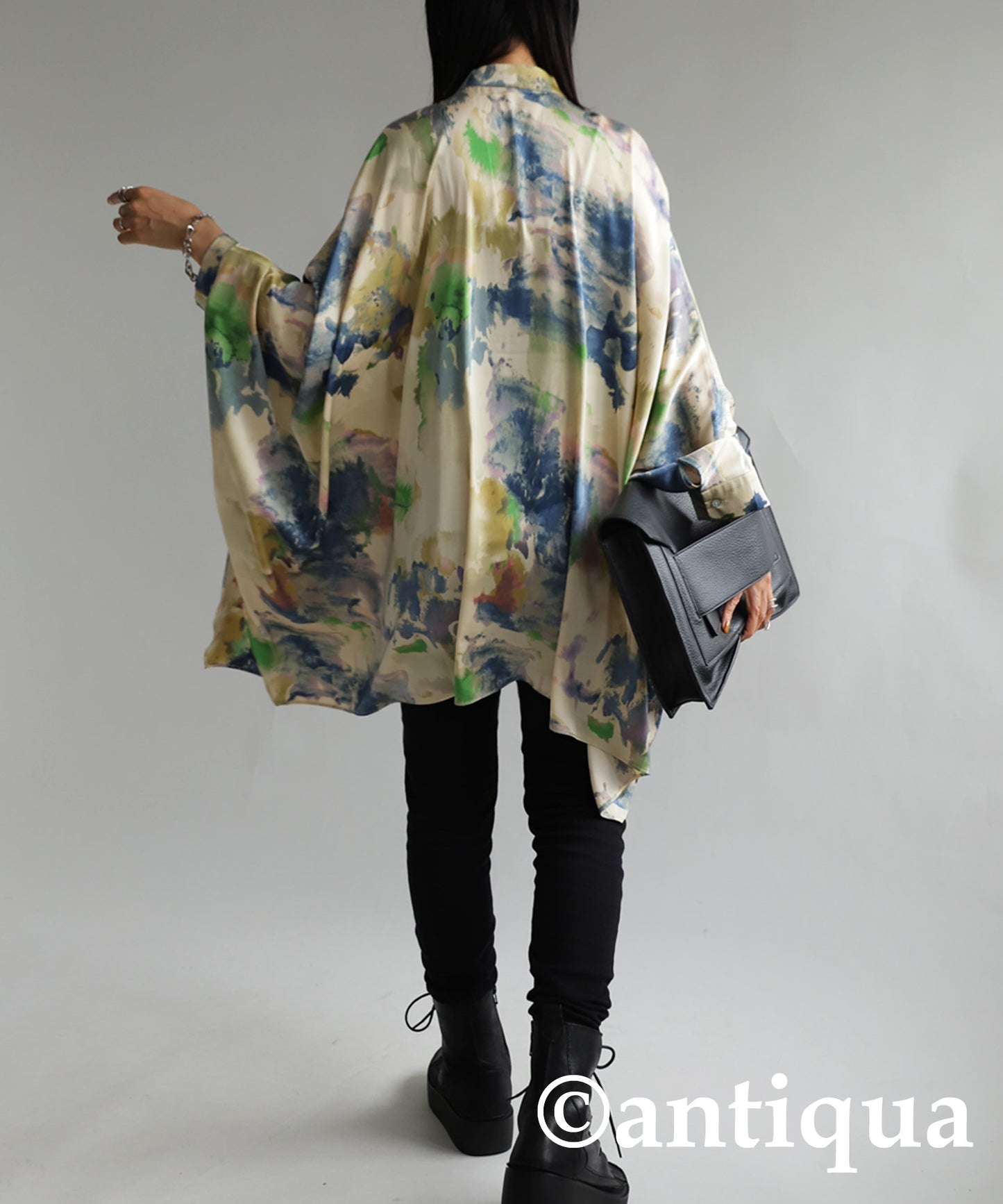 Ladies Dolman Shirt Tops Long Sleeves Watercolor Pattern