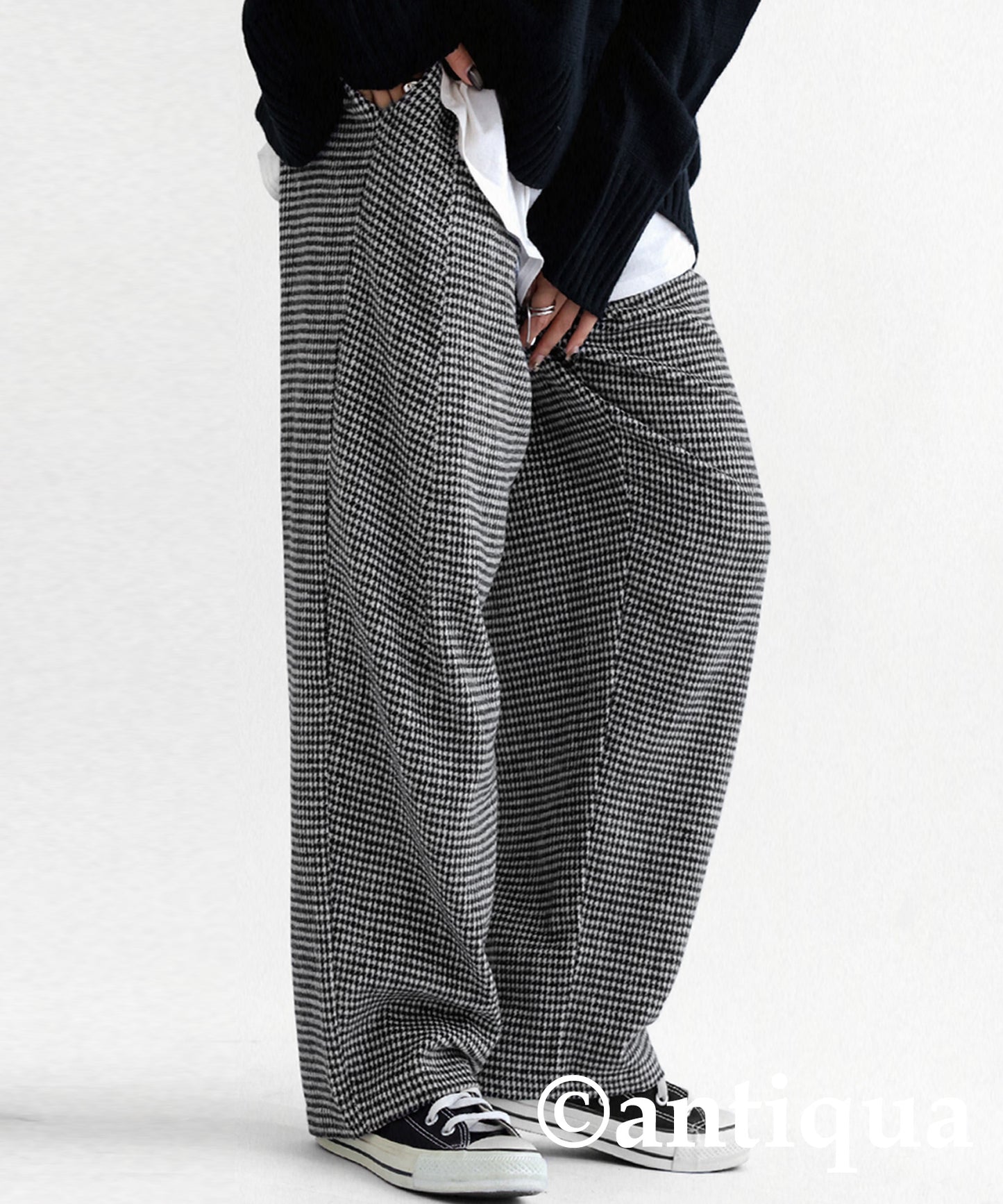 Houndstooth pattern Tapered pants Ladies