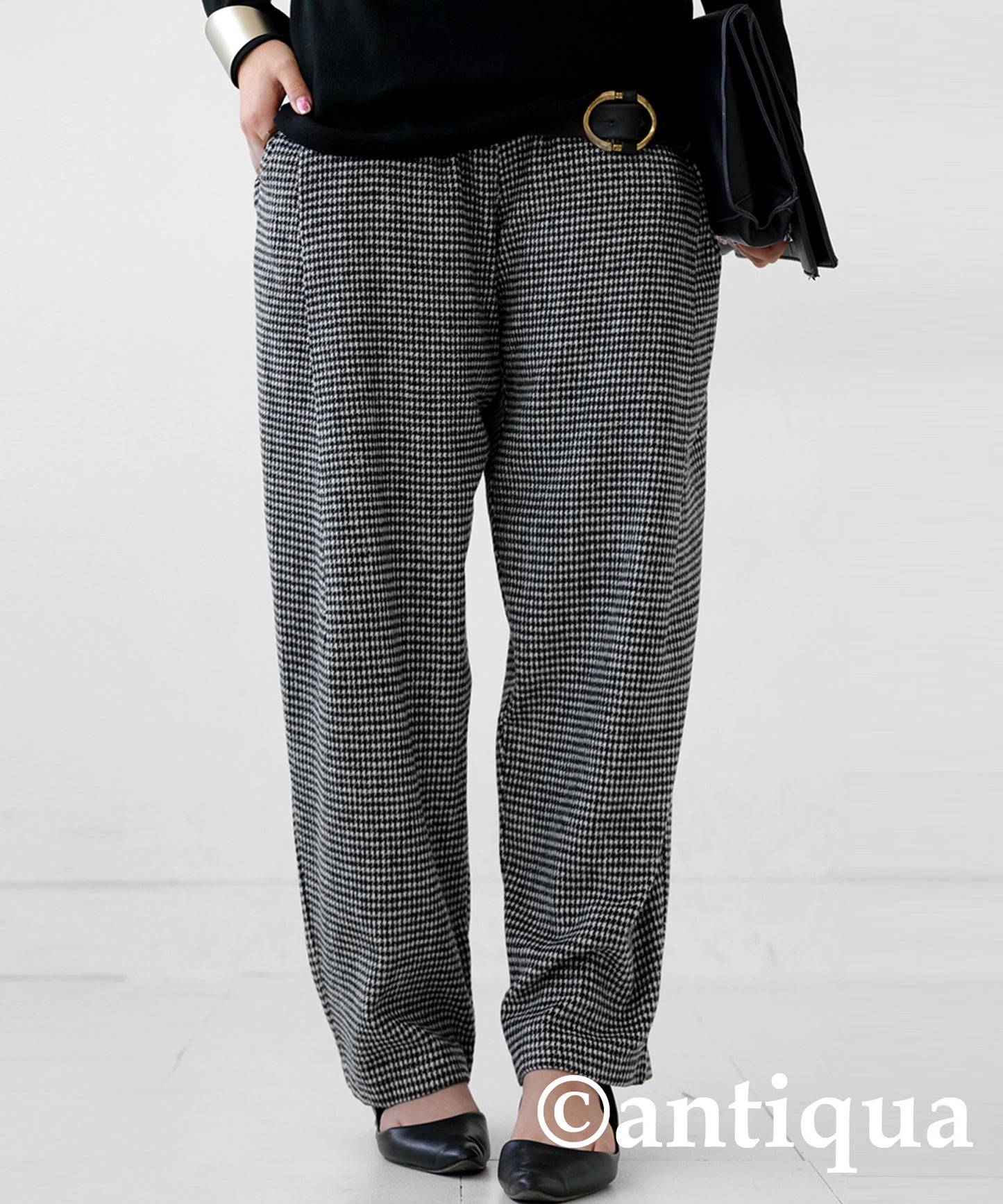 Houndstooth pattern Tapered pants Ladies