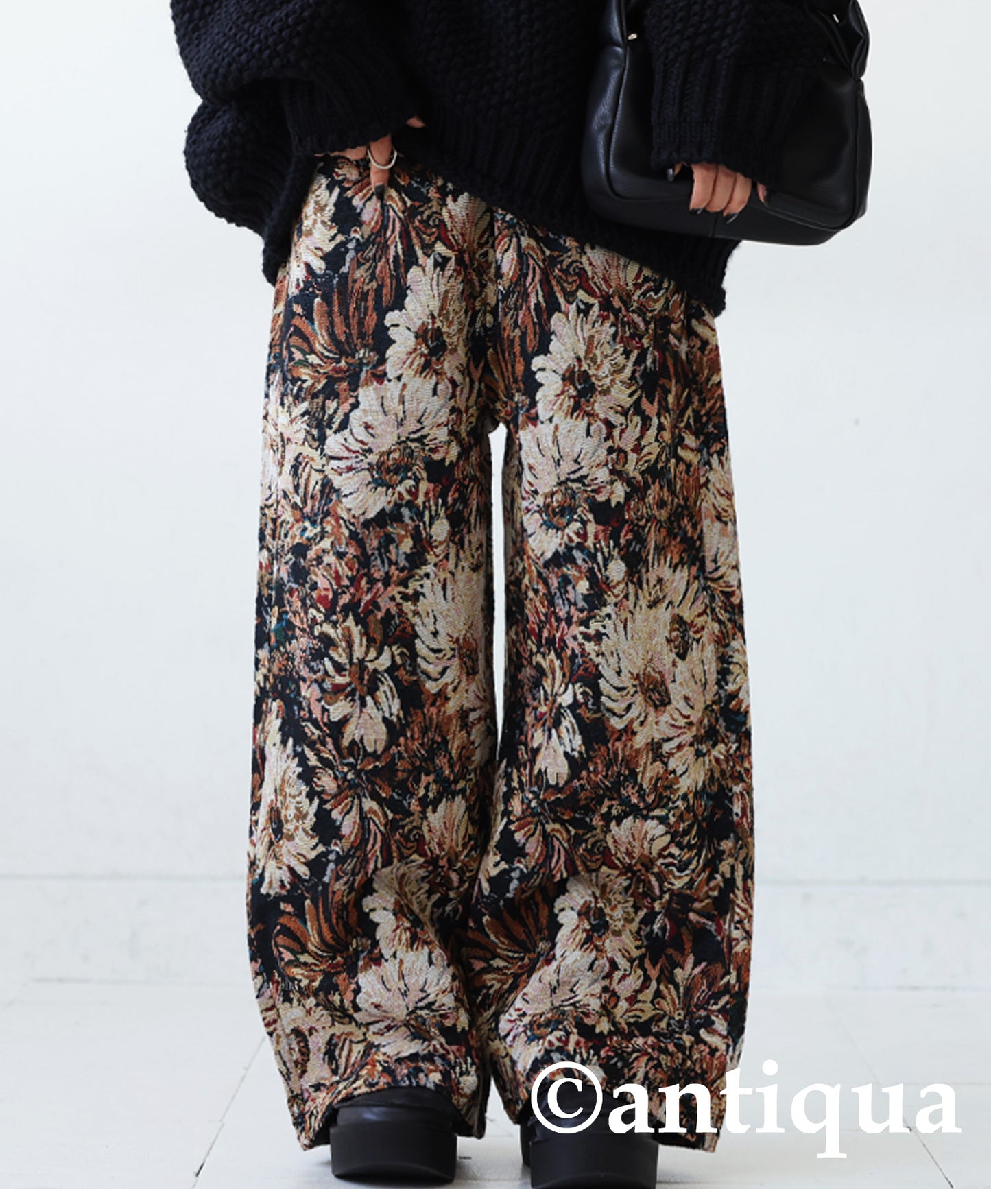 Floral jacquard wide pants Ladies