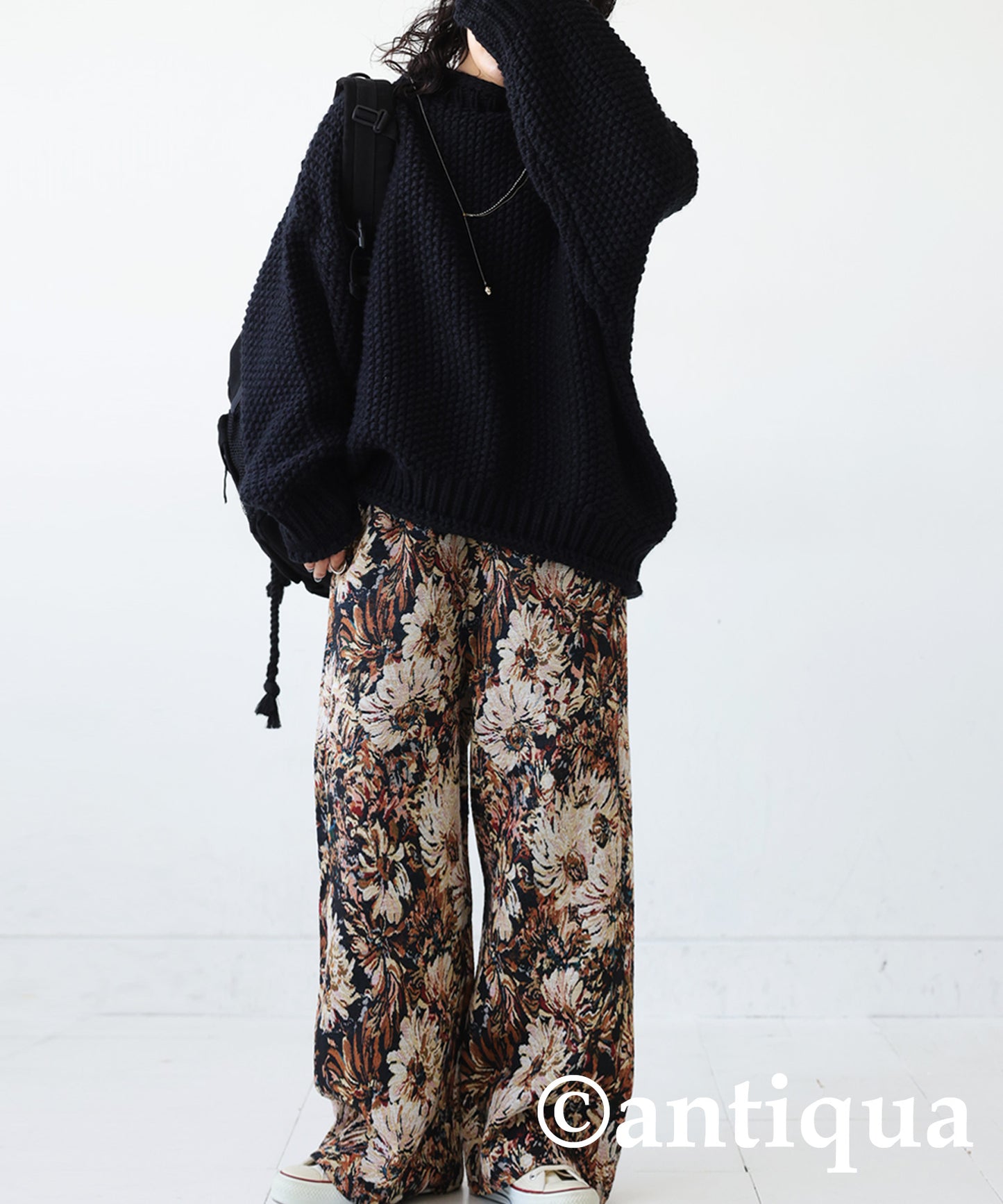 Floral jacquard wide pants Ladies