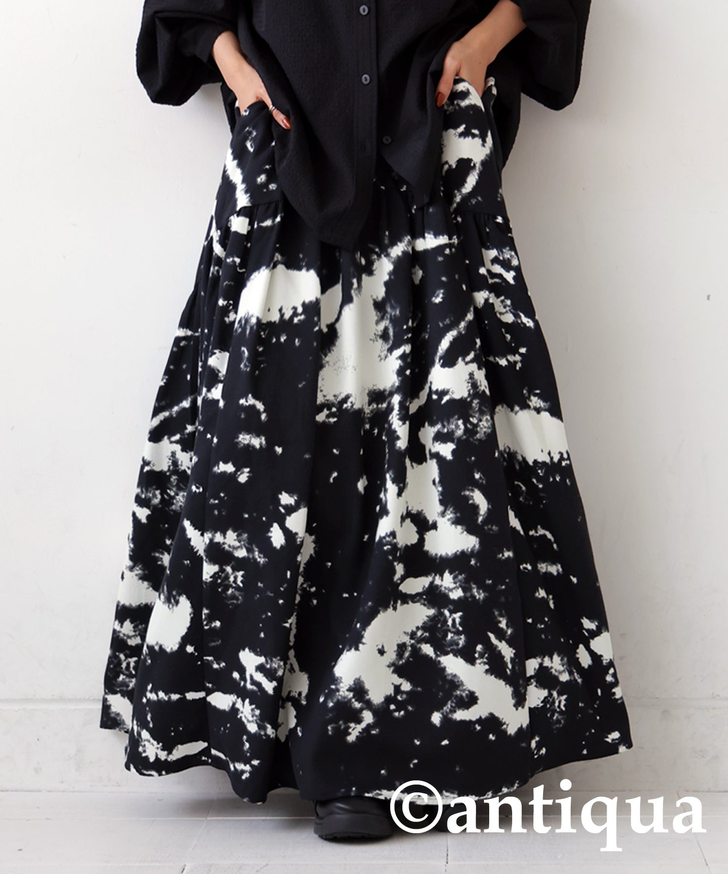 Marble Pattern Flare Skirt Ladies