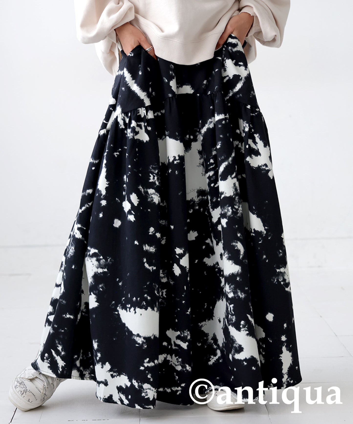 Marble Pattern Flare Skirt Ladies