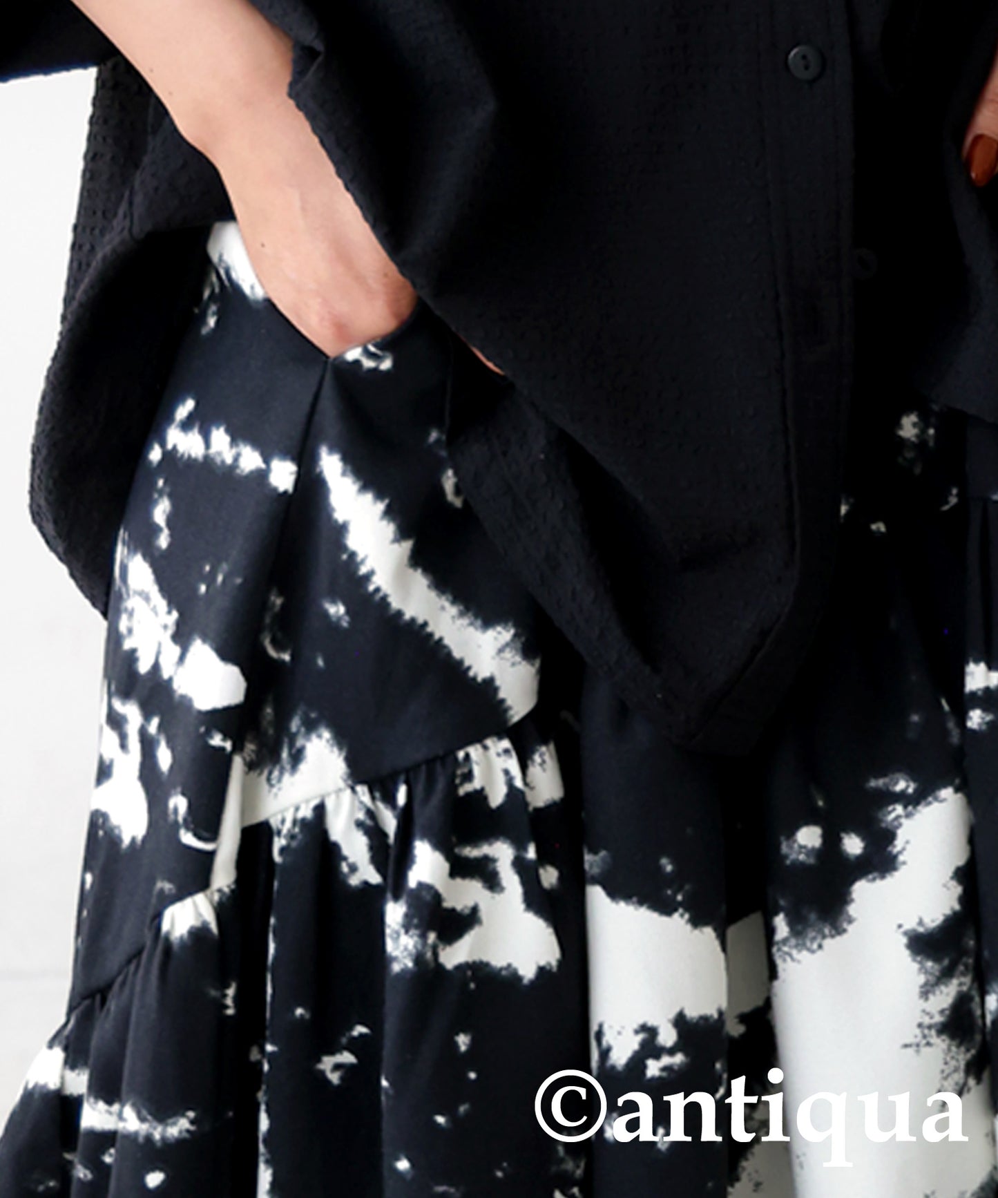 Marble Pattern Flare Skirt Ladies