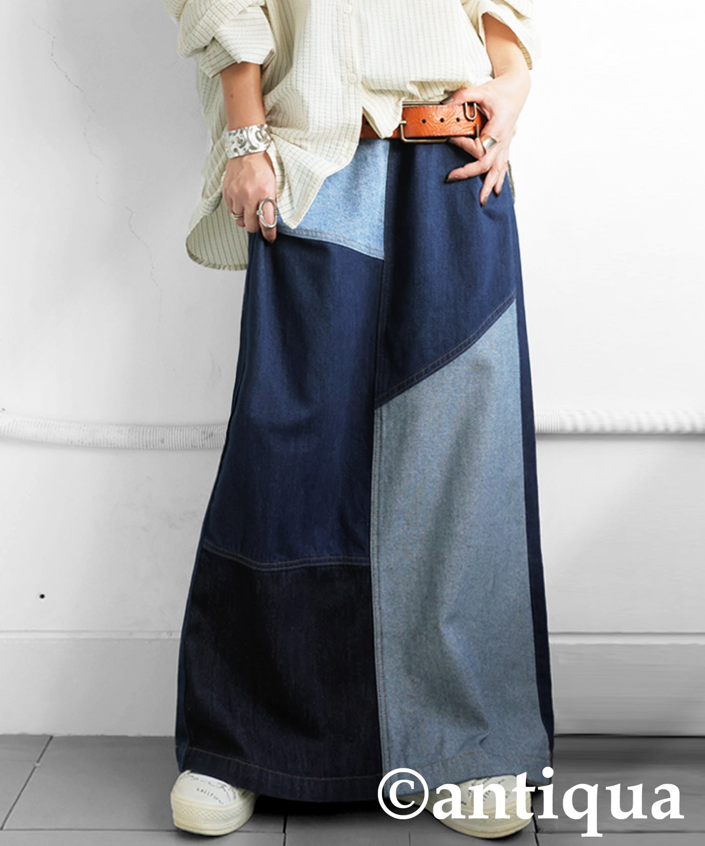 Patchwork Denim Skirt Ladies