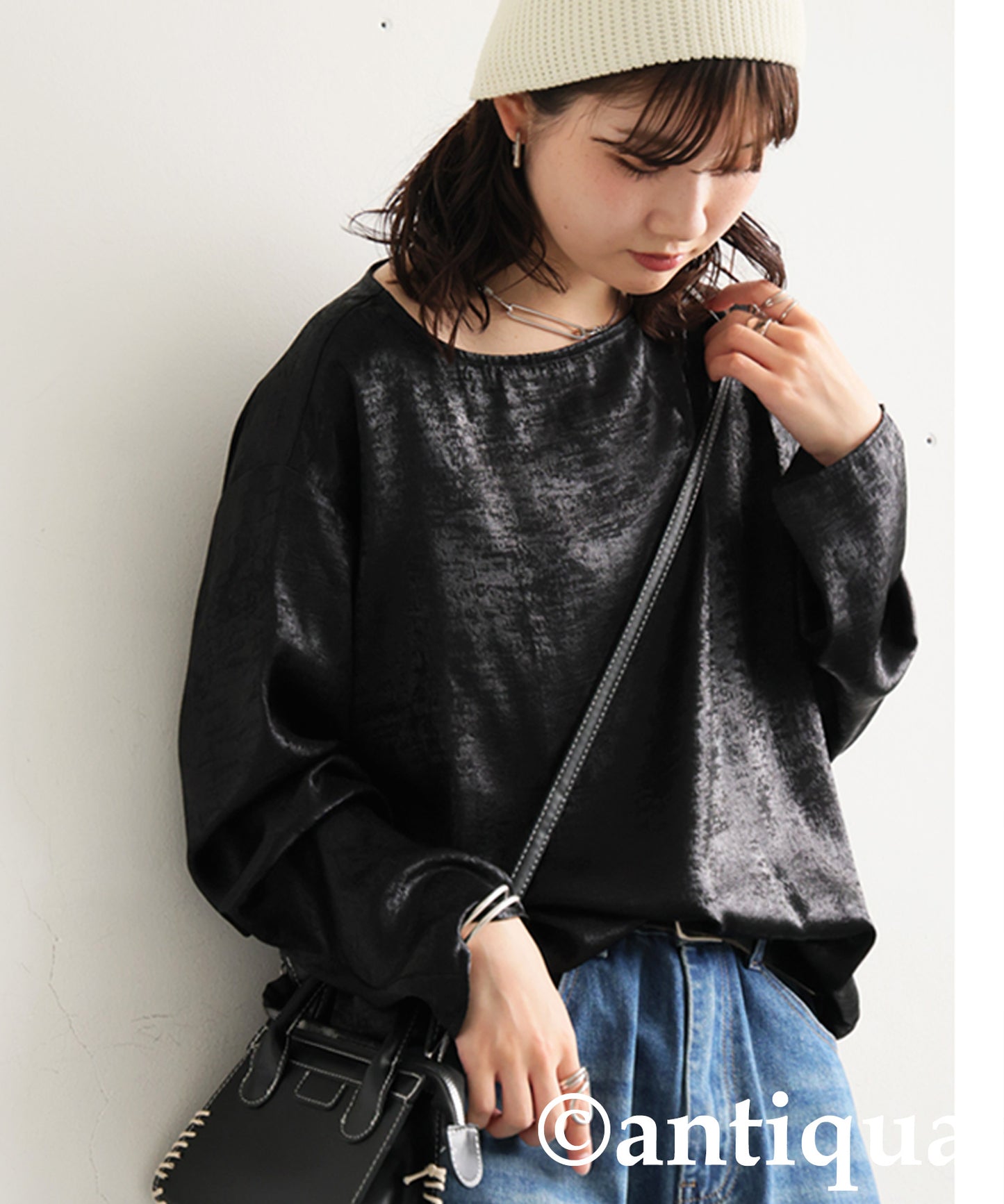 Ladies Shiny Long-Sleeved Pullover