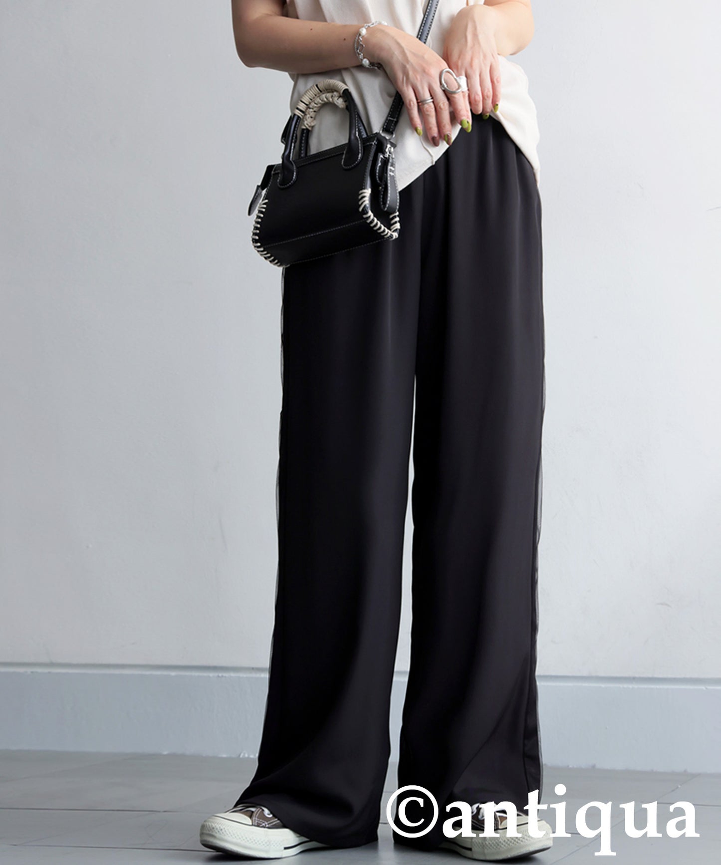 Side Tulle Switching Pants Ladies